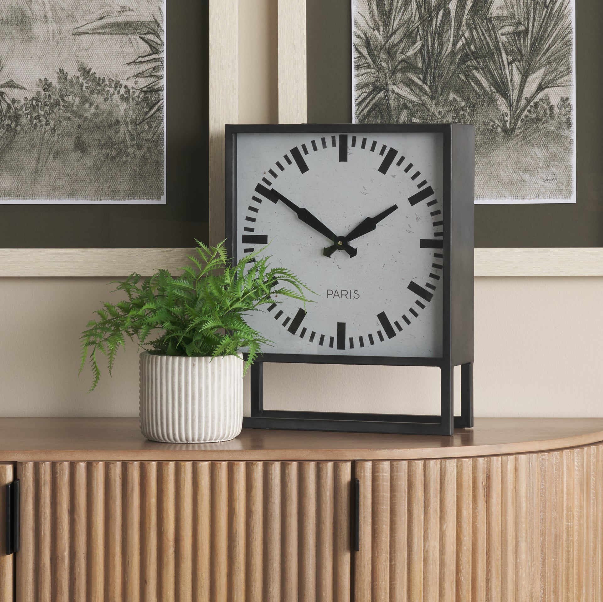 Felix Gray Metal Square Table Clock - Central Designs
