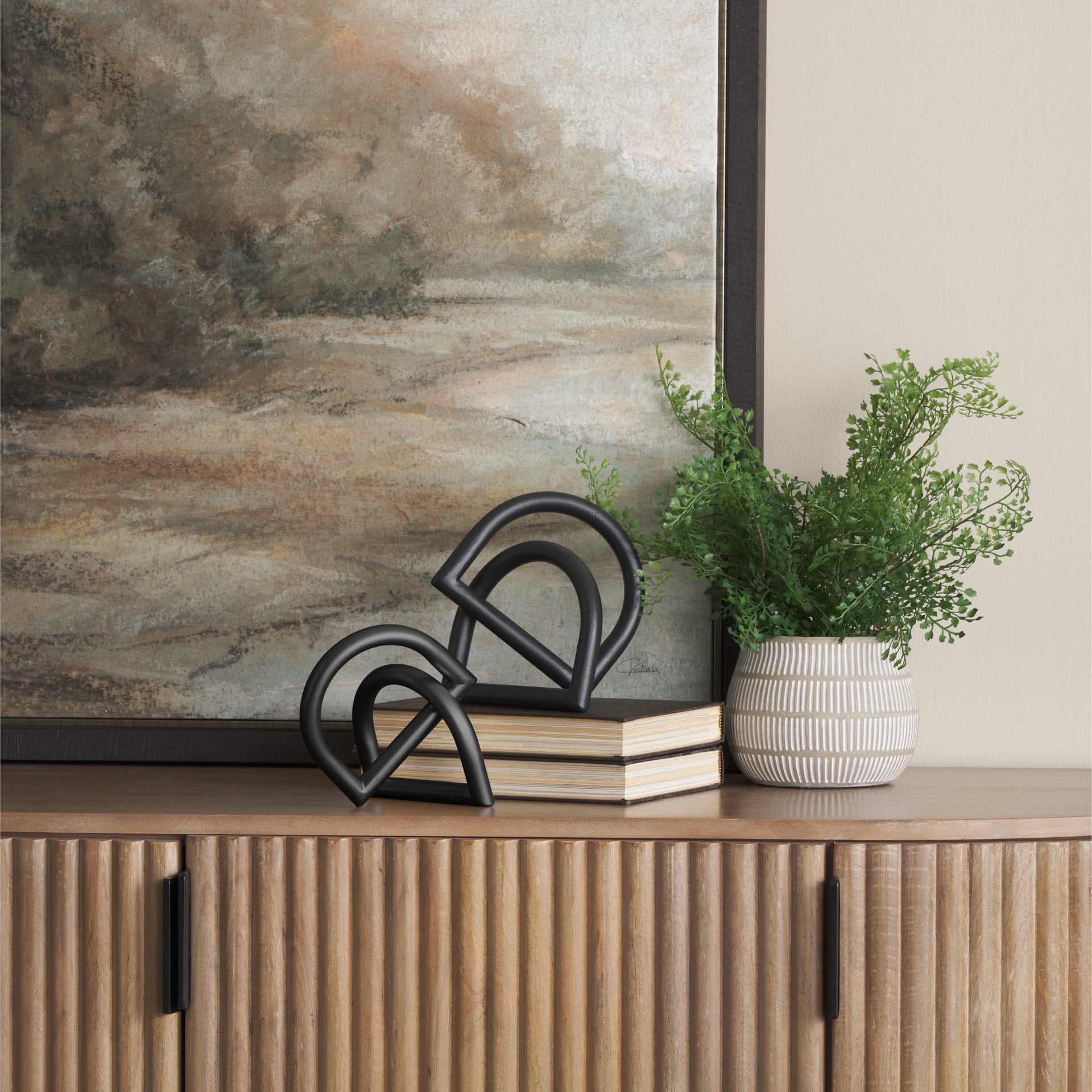 Locke Small Matte Black Metal Decorative Object - Central Designs