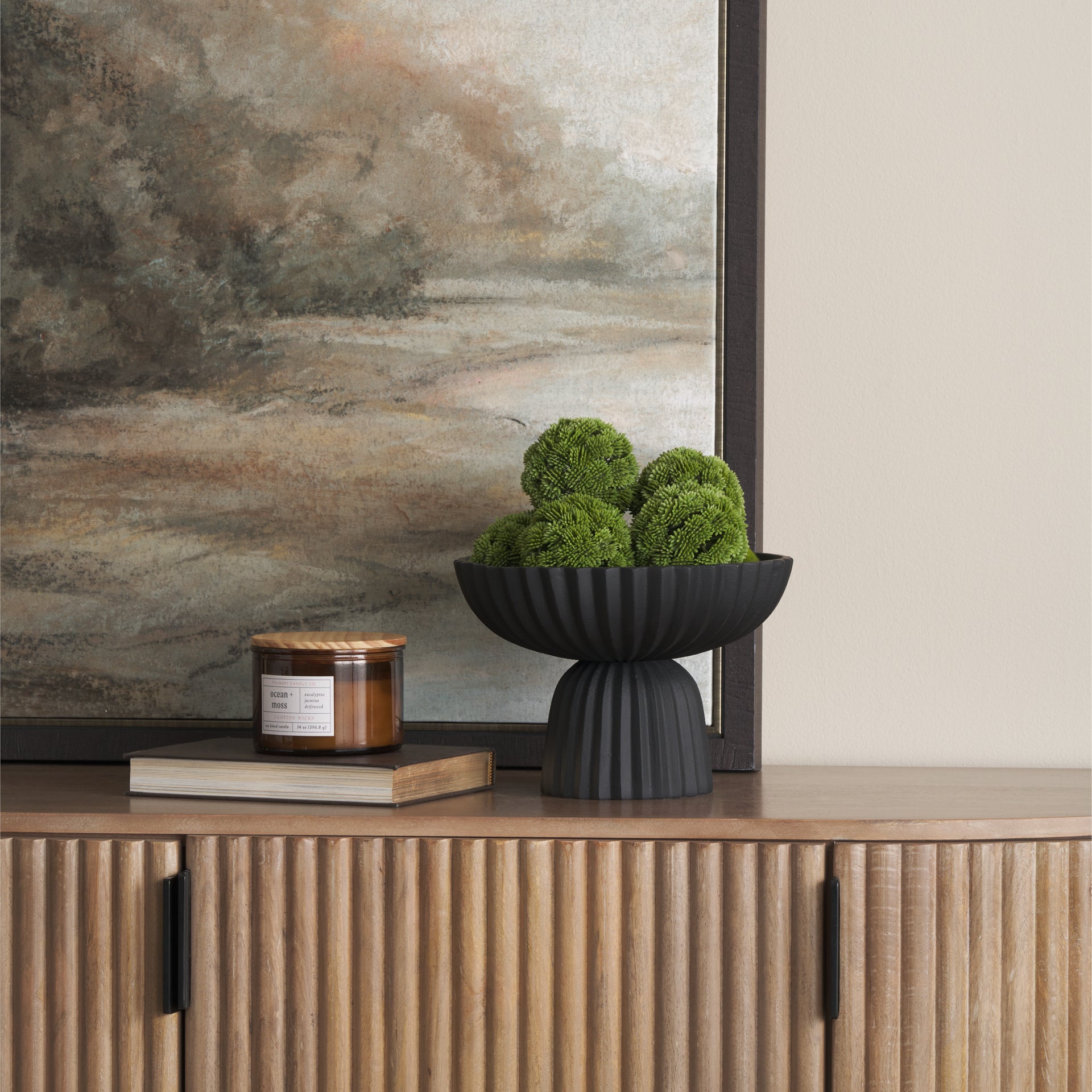 Ciaran Smooth Fluted Matte Black Metal Decorative Bowl - Central Designs