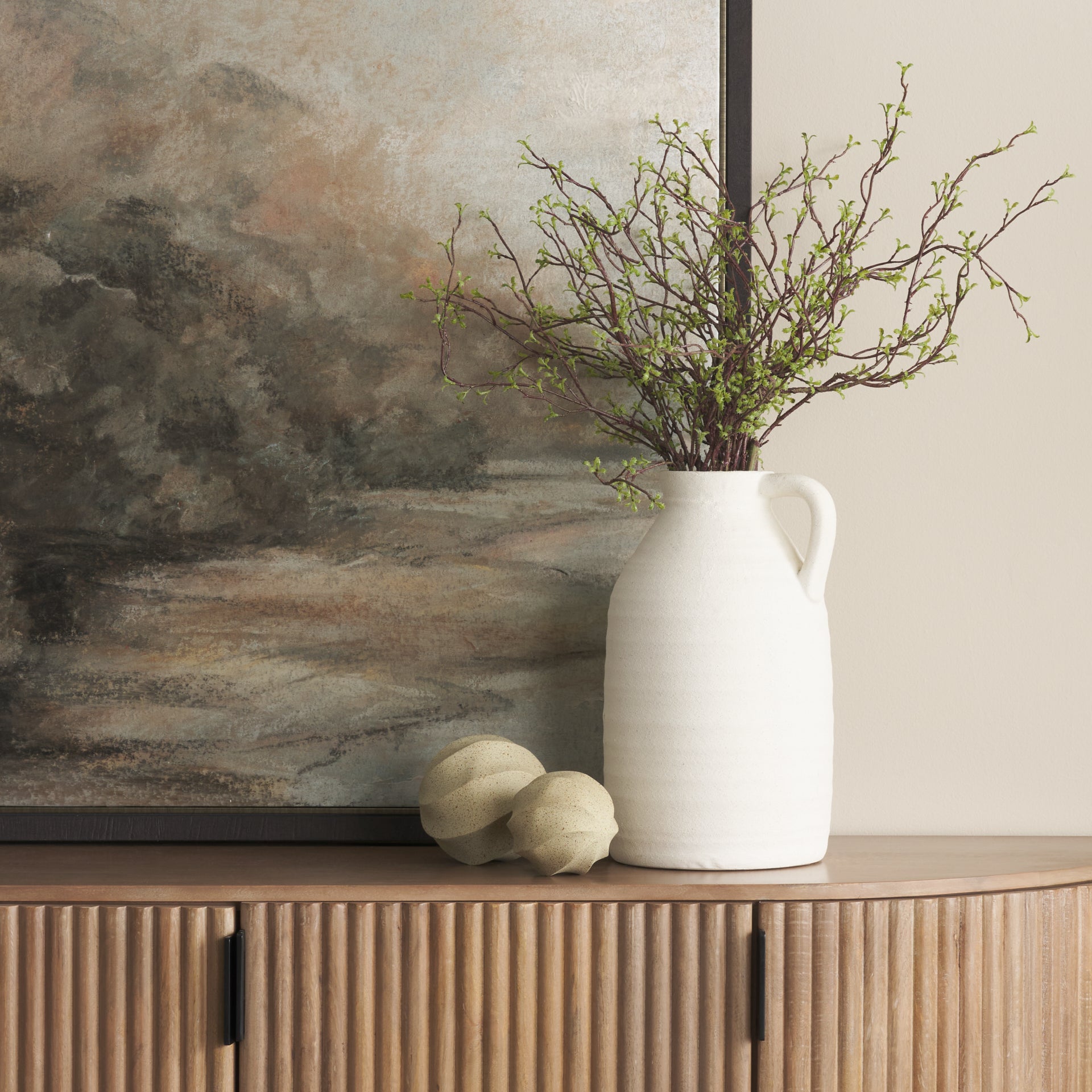 Imani Large Sculptural Textured Beige Metal Decorative Orb Object - Central Designs