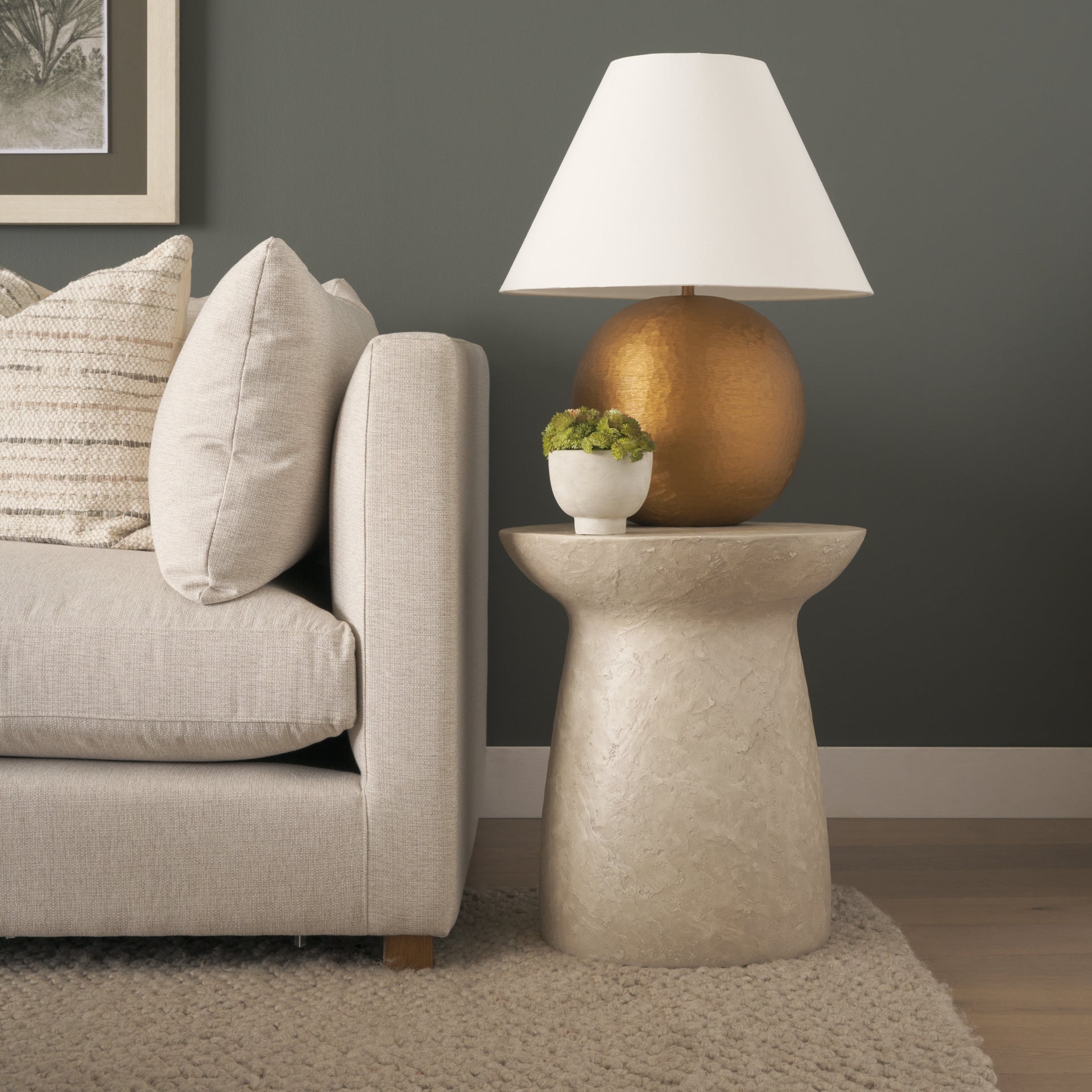 Mesa Round Stone Finish Pillar Accent Table - Central Designs