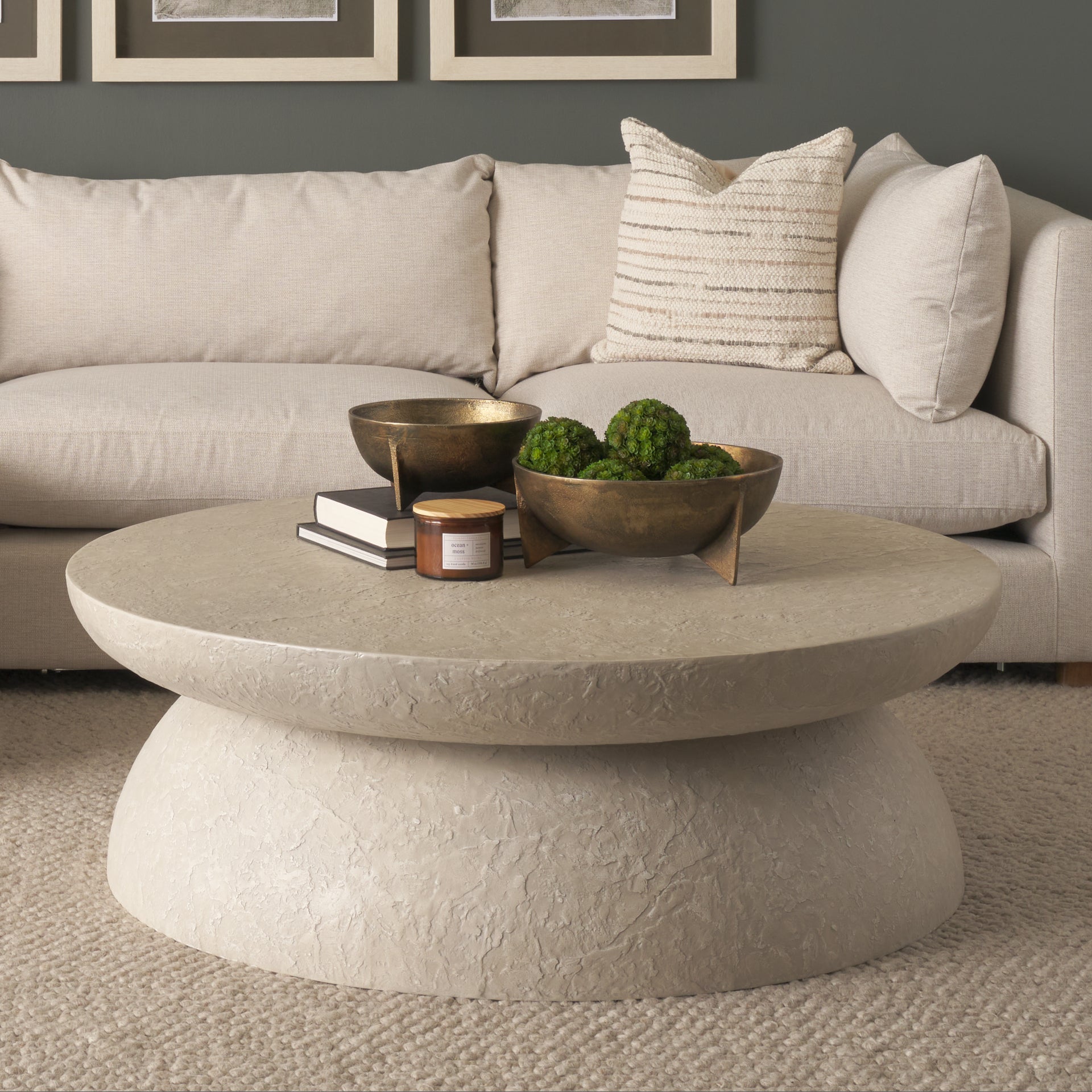 Mesa 48" Round Stone Finish Coffee Table - Central Designs