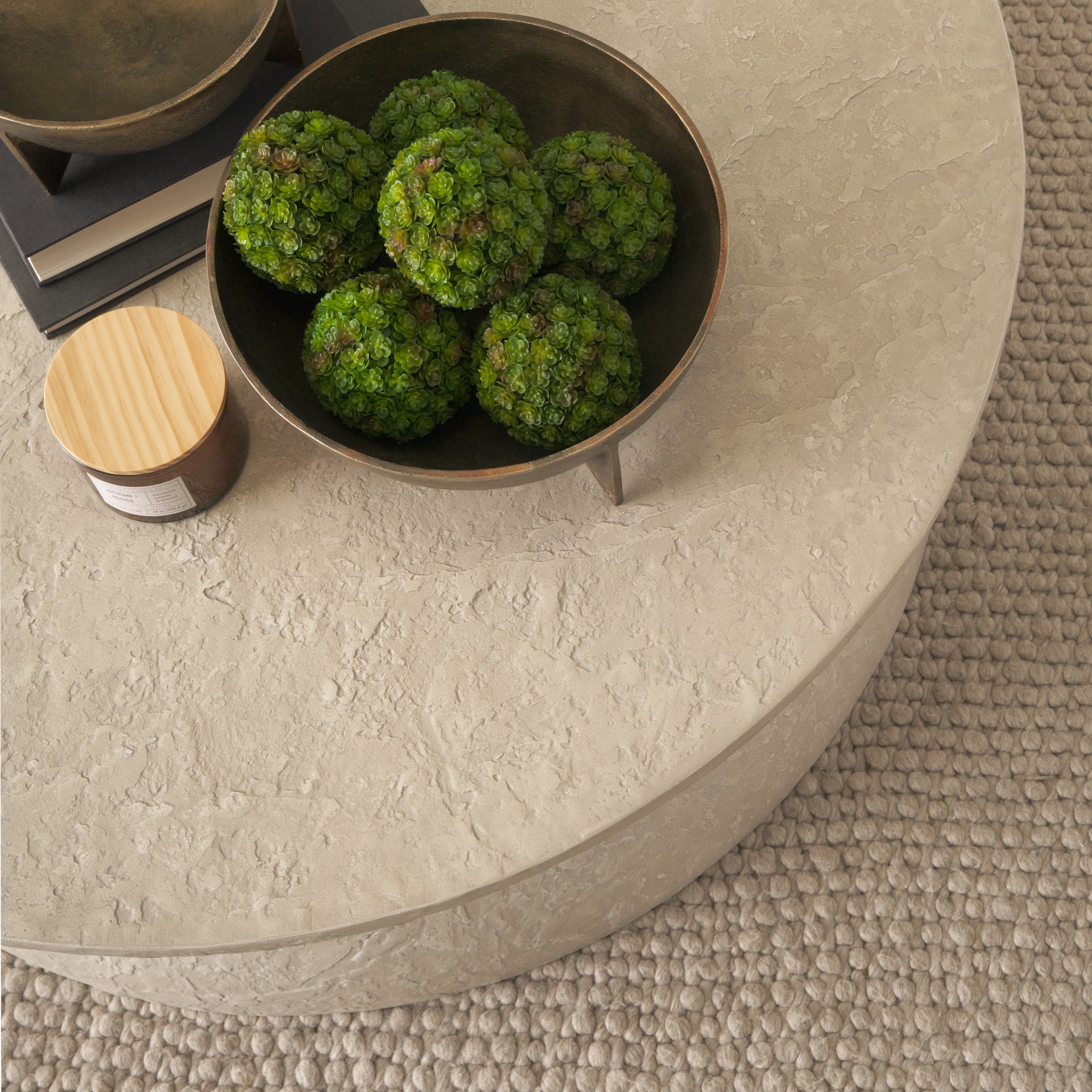 Mesa 48" Round Stone Finish Coffee Table - Central Designs
