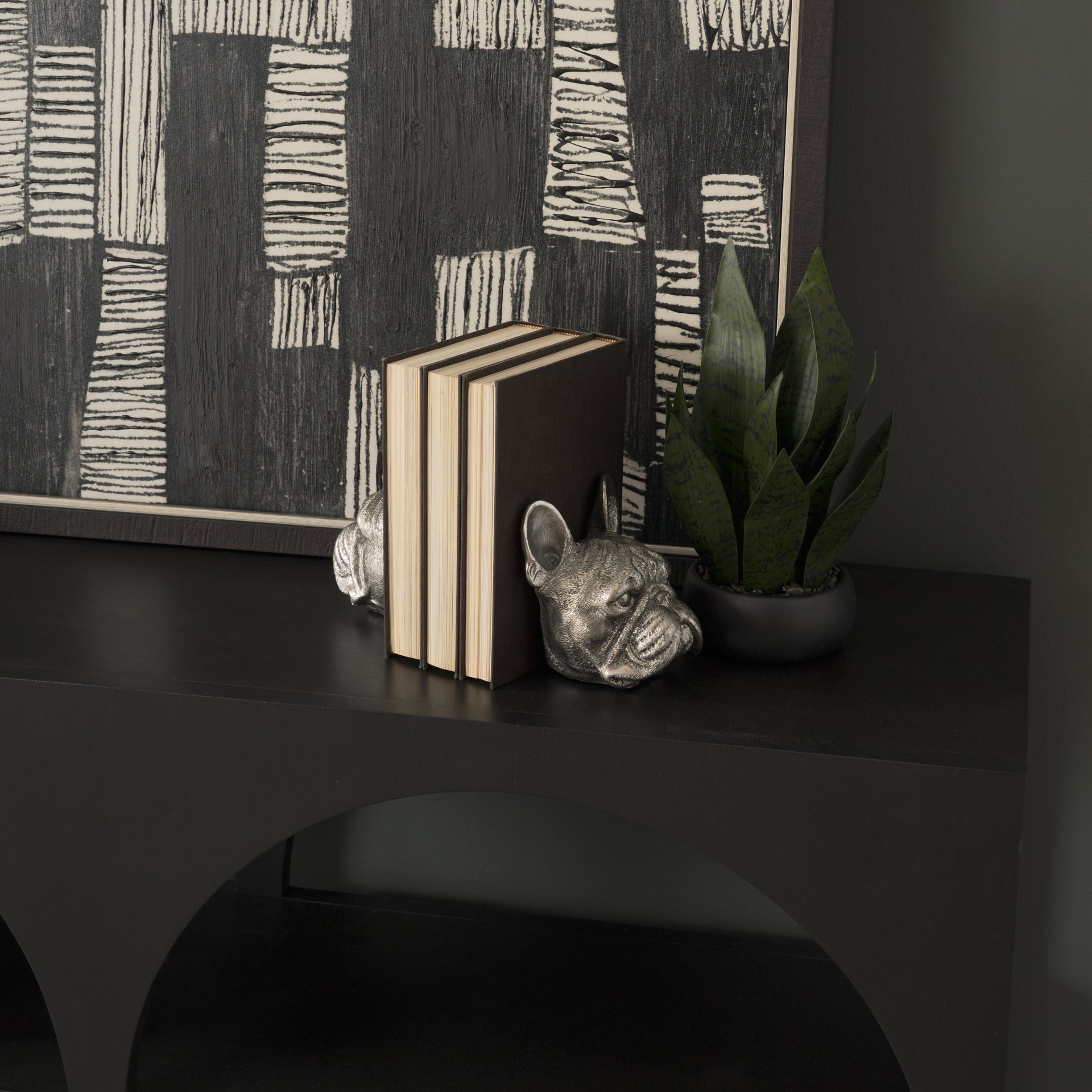 Bruno (Set of 2) 5L x 5W Silver American Bulldog Bookends - Central Designs