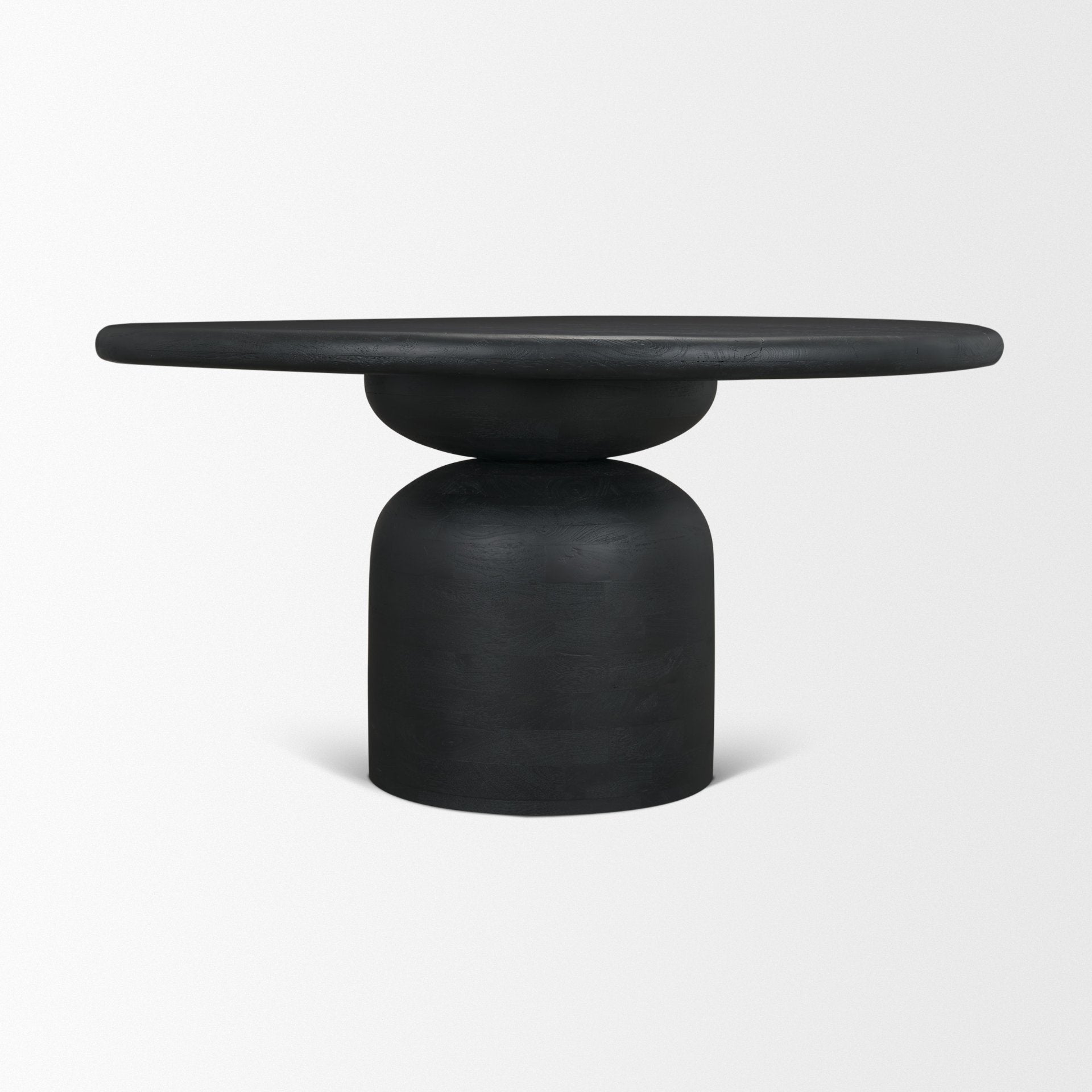 Atlas 60" Black Wood Stacked Pedestal Base Round Dining Table - Central Designs