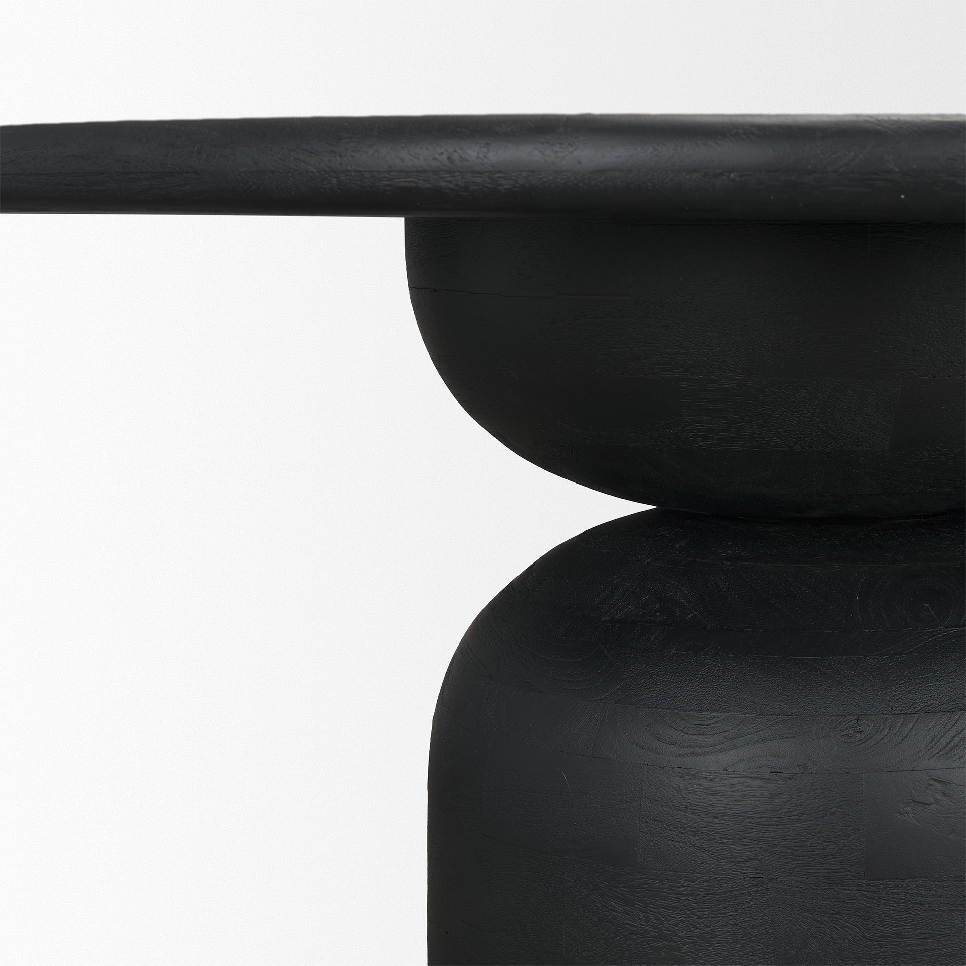 Atlas 60" Black Wood Stacked Pedestal Base Round Dining Table - Central Designs