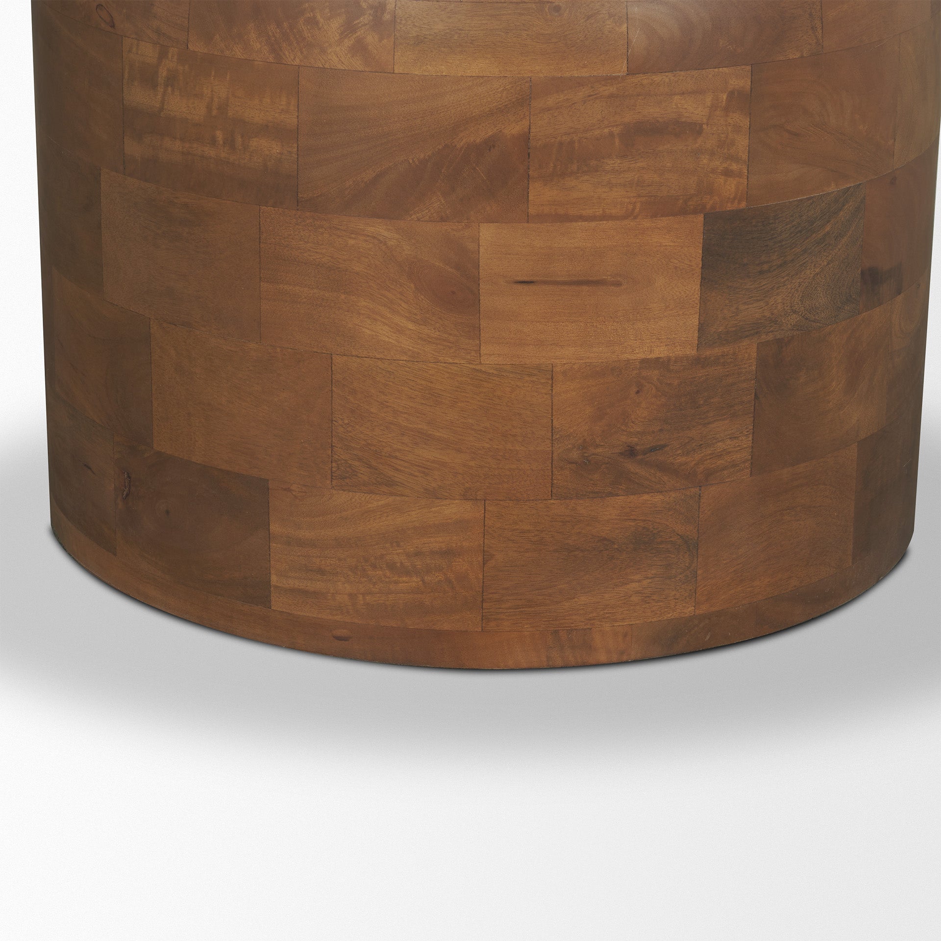 Atlas 42" Warm Mid - Brown Wood Stacked Pedestal Base Round Dining Table - Central Designs