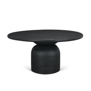 Atlas 60" Black Wood Stacked Pedestal Base Round Dining Table - Central Designs