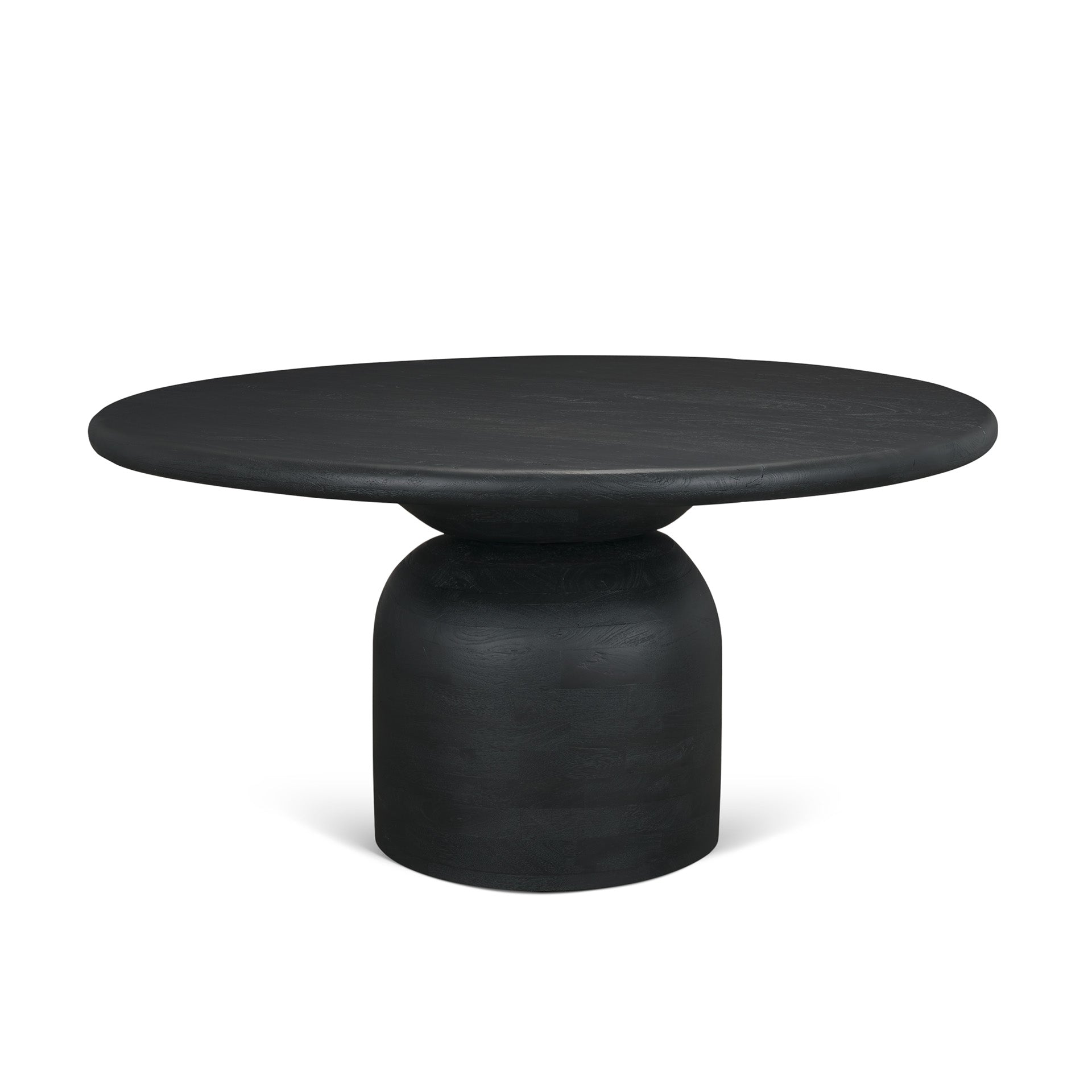 Atlas 60" Black Wood Stacked Pedestal Base Round Dining Table - Central Designs