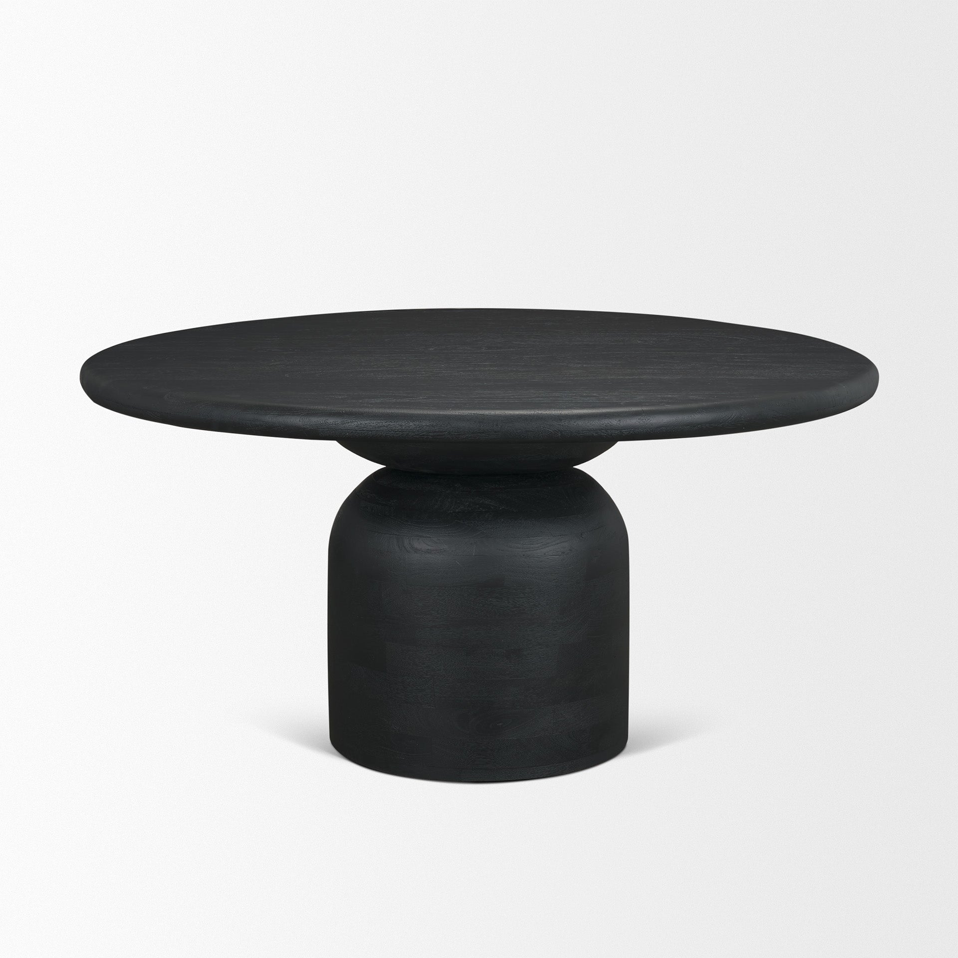 Atlas 60" Black Wood Stacked Pedestal Base Round Dining Table - Central Designs