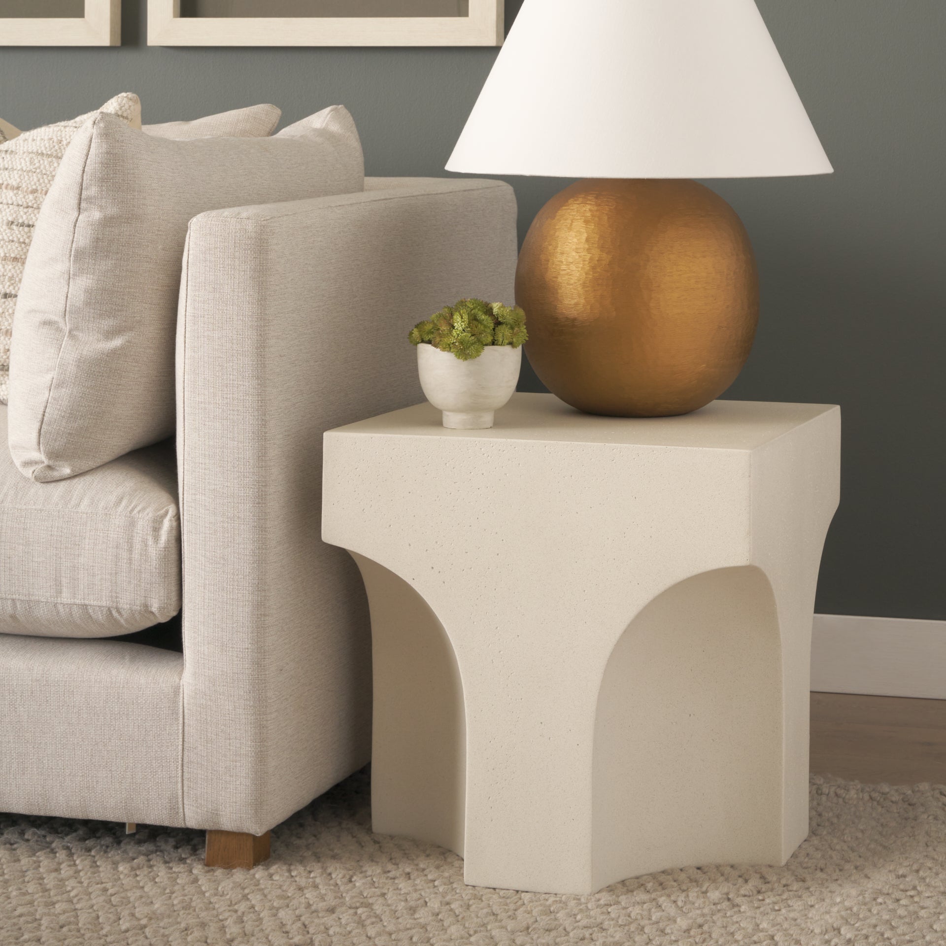 Bunda Square Sculptural Stone Finish Accent Table - Central Designs