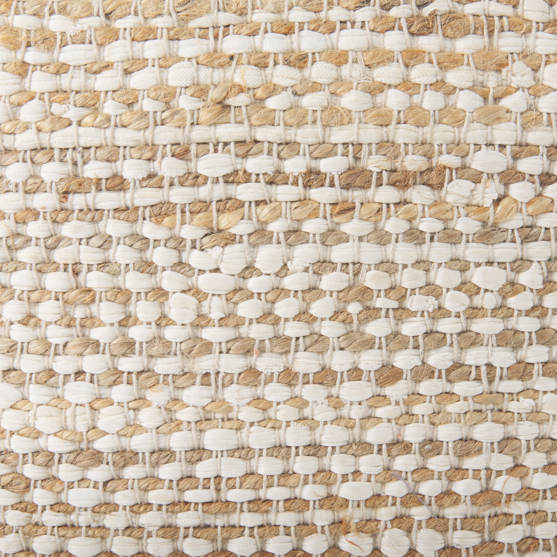 Ekani 16.0L x 16.0W x 16.0H Cream/Beige Cotton Pouf - Central Designs