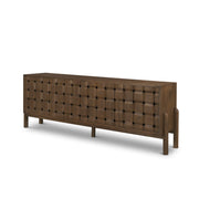 Trellyn Dark Brown Solid Wood 4 - Door w/ Carved Woven Doors Closed Sideboard - Central Designs