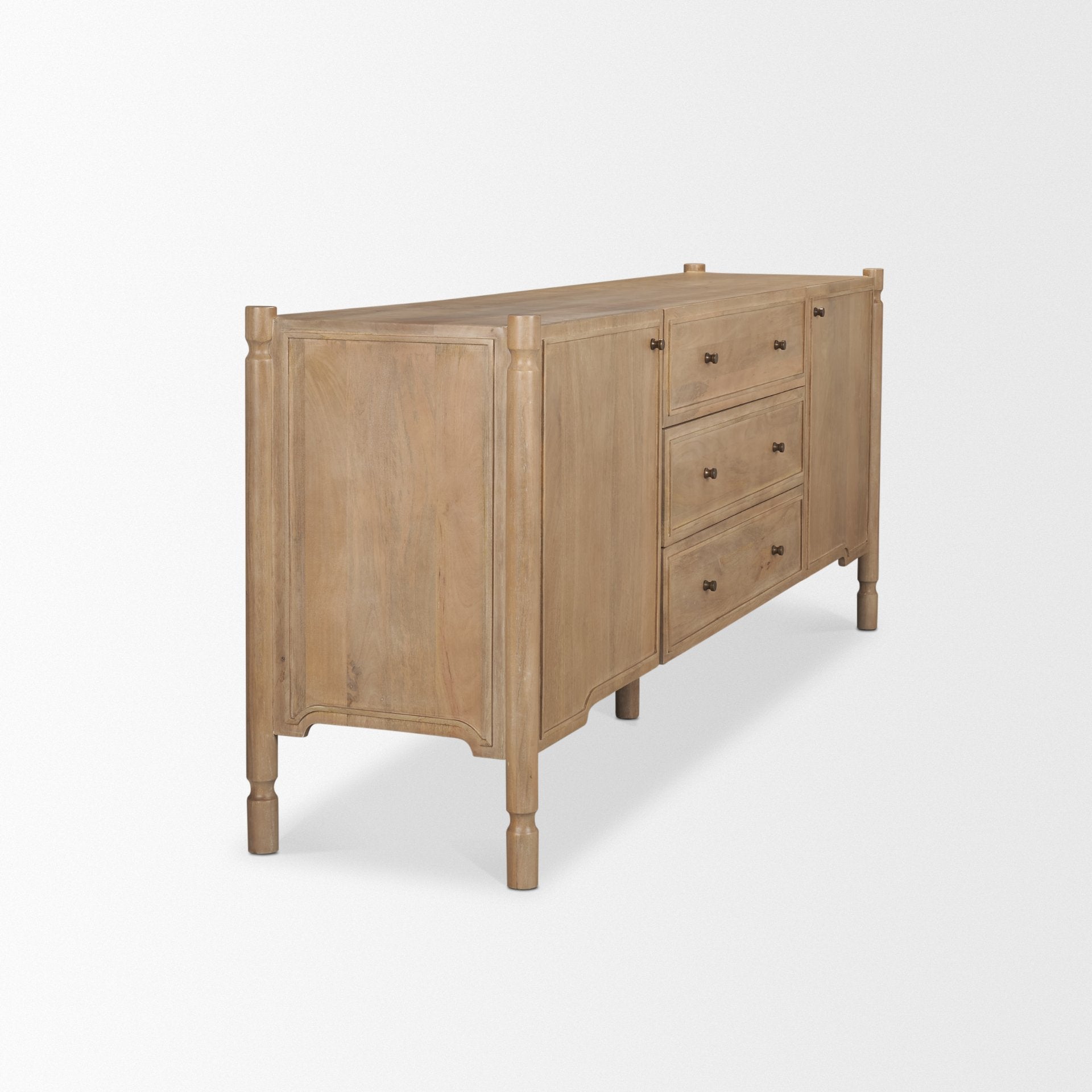 Phil Light Brown Wood 2 Door 3 Drawer Closed Sideboard - Central Designs