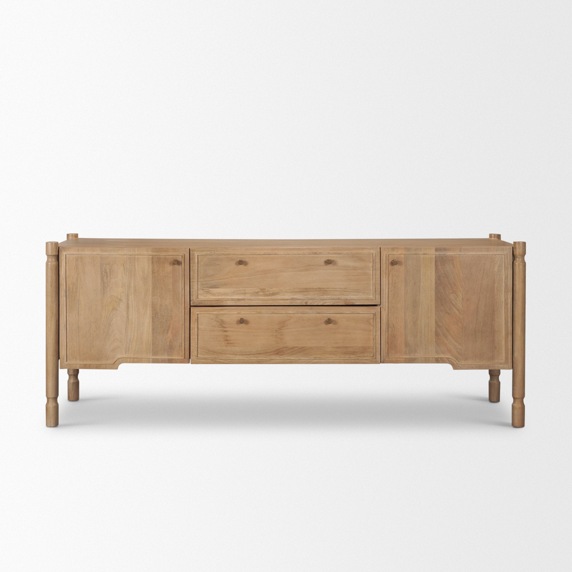 Phil Light Brown Wood 2 Door 1 Drawer w/ Pull Down Media Console - Central Designs