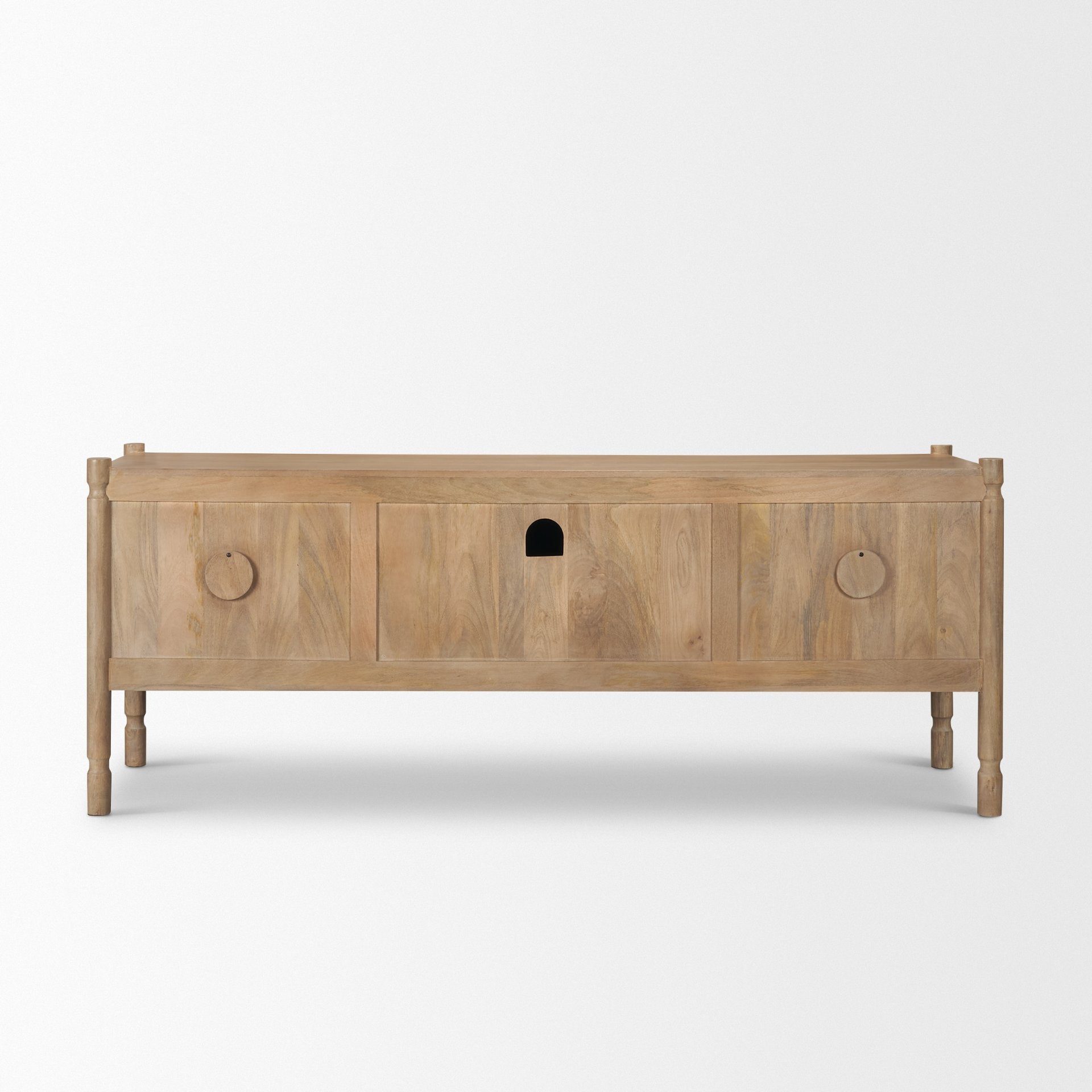 Phil Light Brown Wood 2 Door 1 Drawer w/ Pull Down Media Console - Central Designs