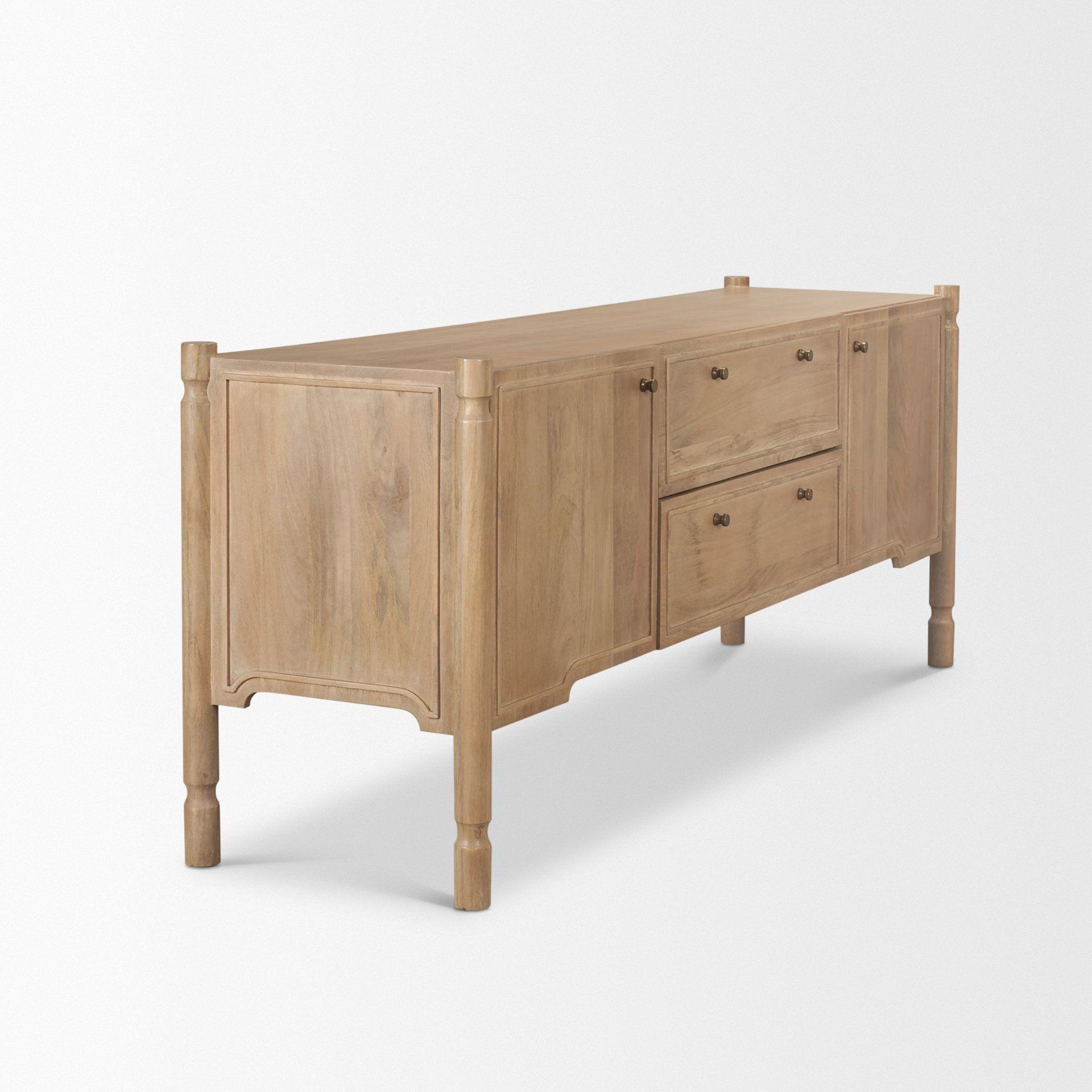 Phil Light Brown Wood 2 Door 1 Drawer w/ Pull Down Media Console - Central Designs