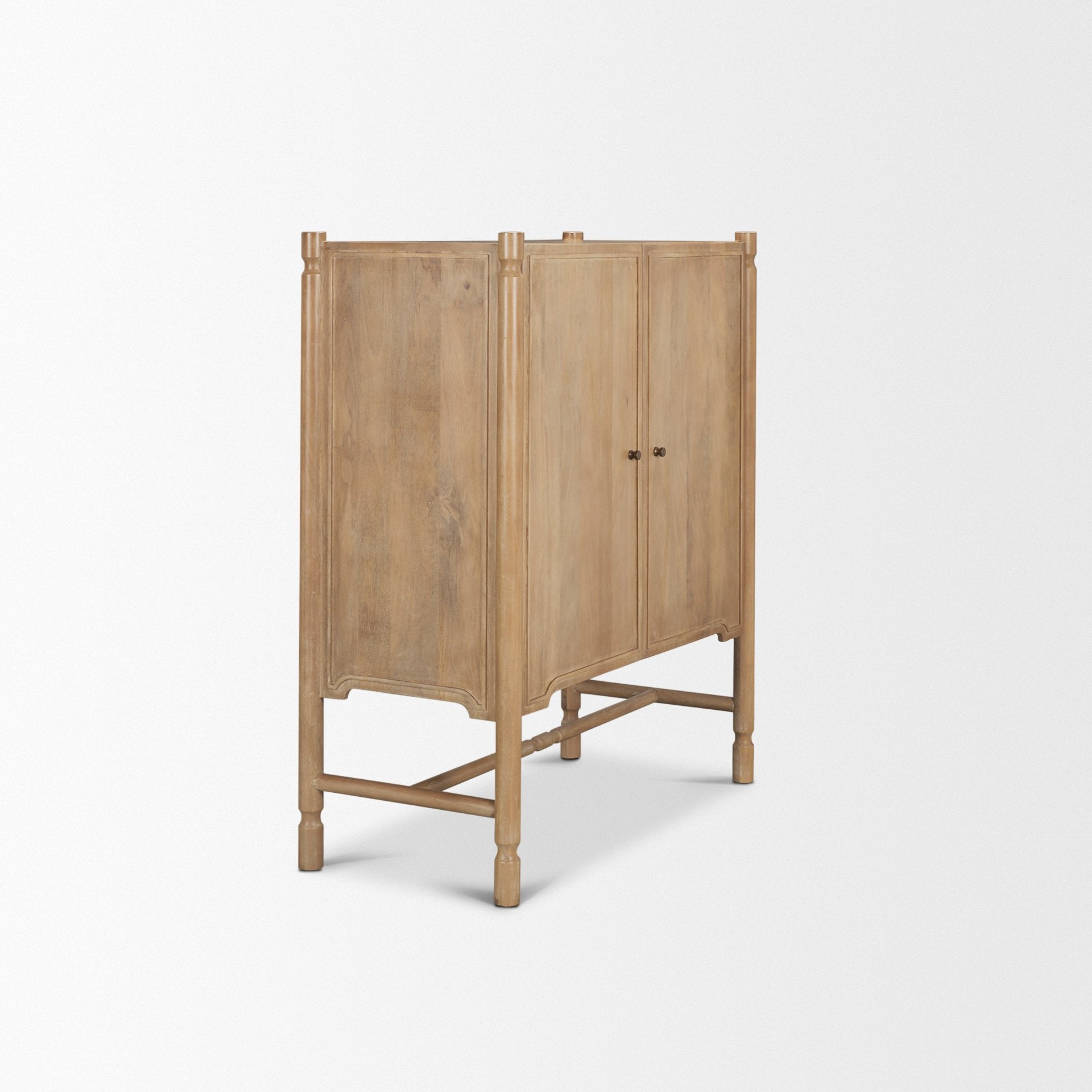 Phil Light Brown Wood 2 Door Bar Cabinet - Central Designs