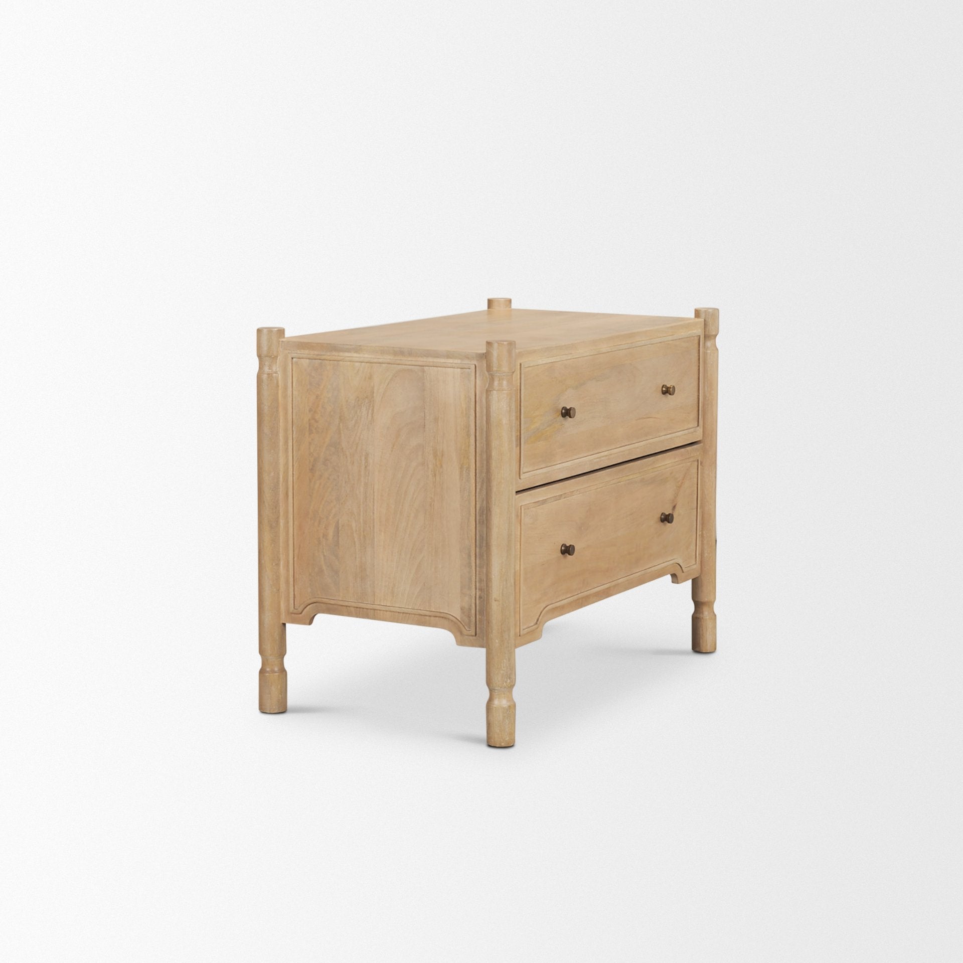 Phil Light Brown Wood 2 Drawer Accent Cabinet - Central Designs