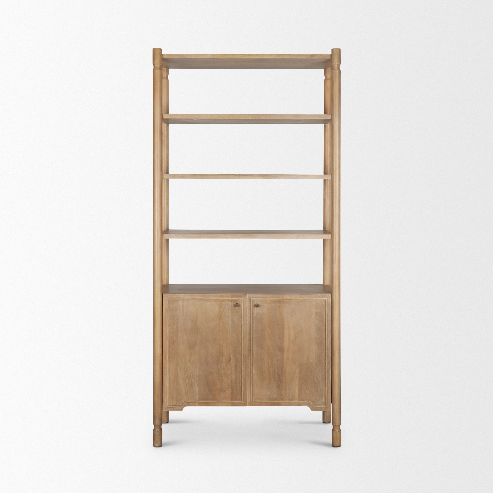 Phil Light Brown Wood 2 Door 3 Shelves Open Shelving Unit - Central Designs