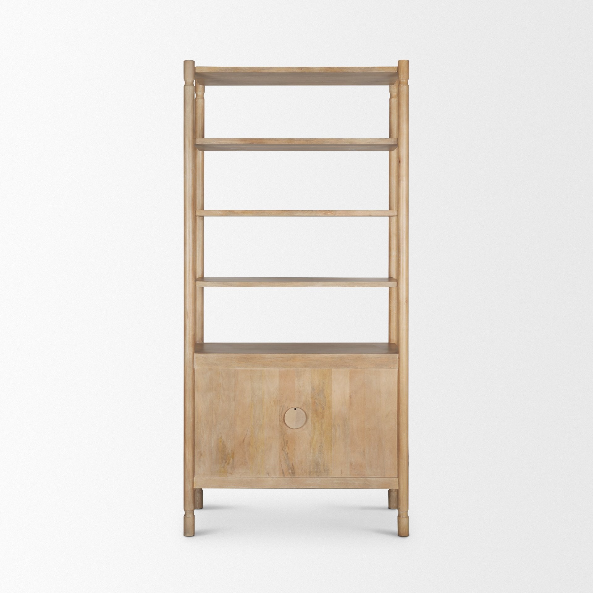 Phil Light Brown Wood 2 Door 3 Shelves Open Shelving Unit - Central Designs