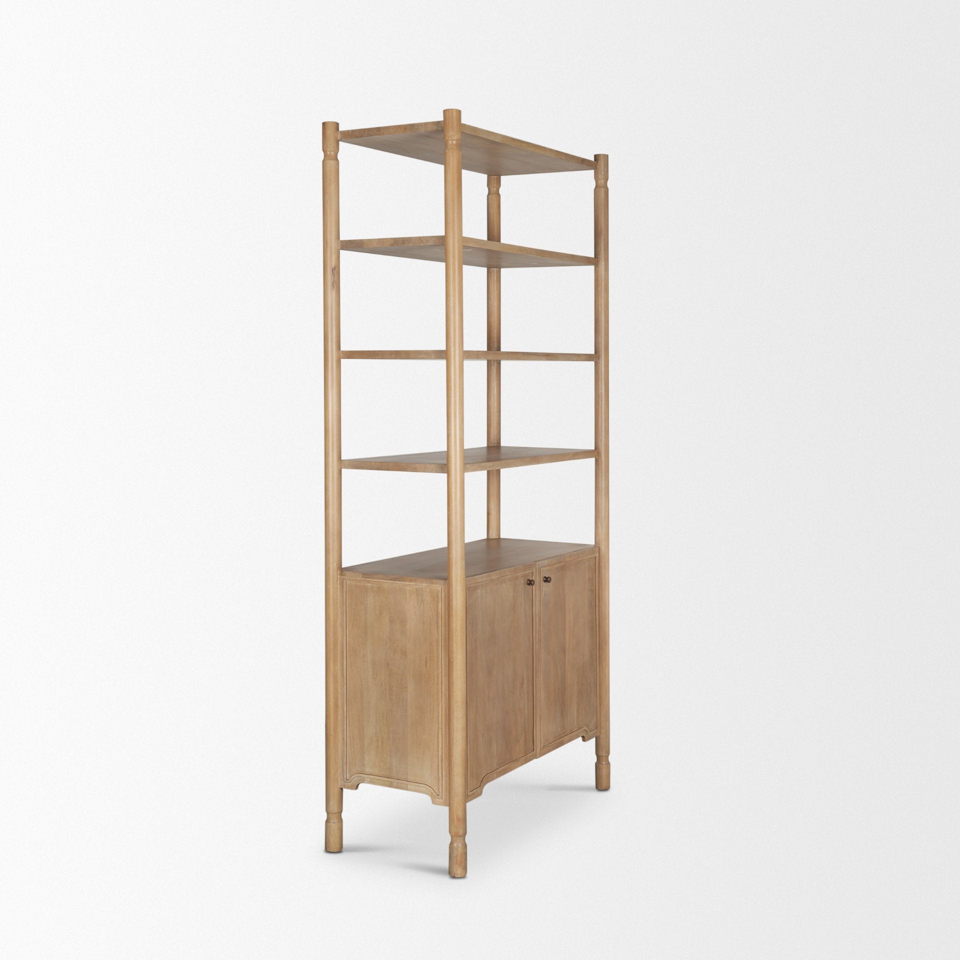 Phil Light Brown Wood 2 Door 3 Shelves Open Shelving Unit - Central Designs