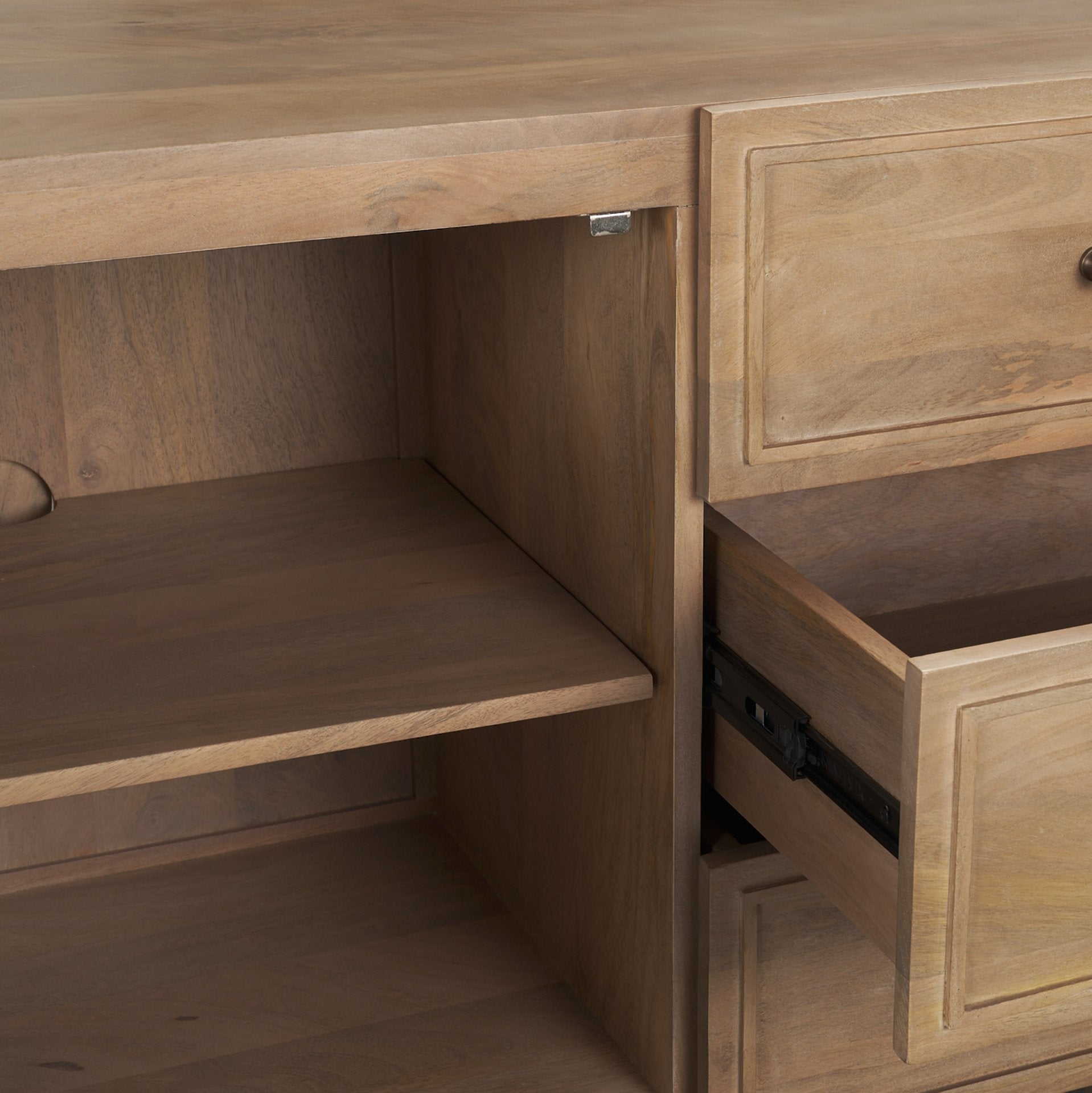 Phil Light Brown Wood 2 Door 3 Drawer Closed Sideboard - Central Designs