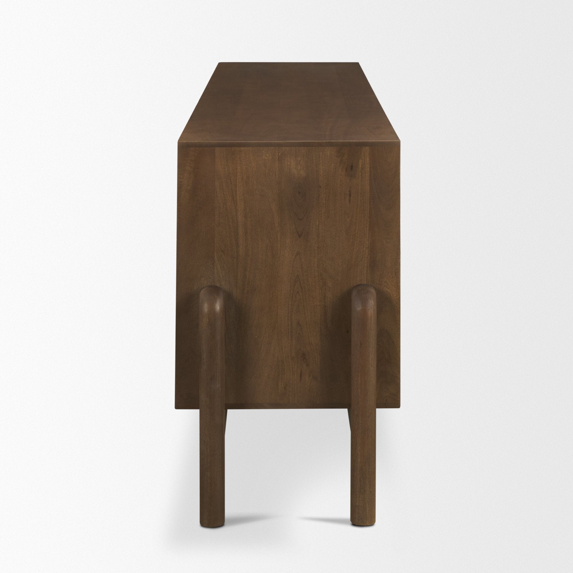 Trellyn Dark Brown Solid Wood 4 - Door w/ Carved Woven Doors Closed Sideboard - Central Designs