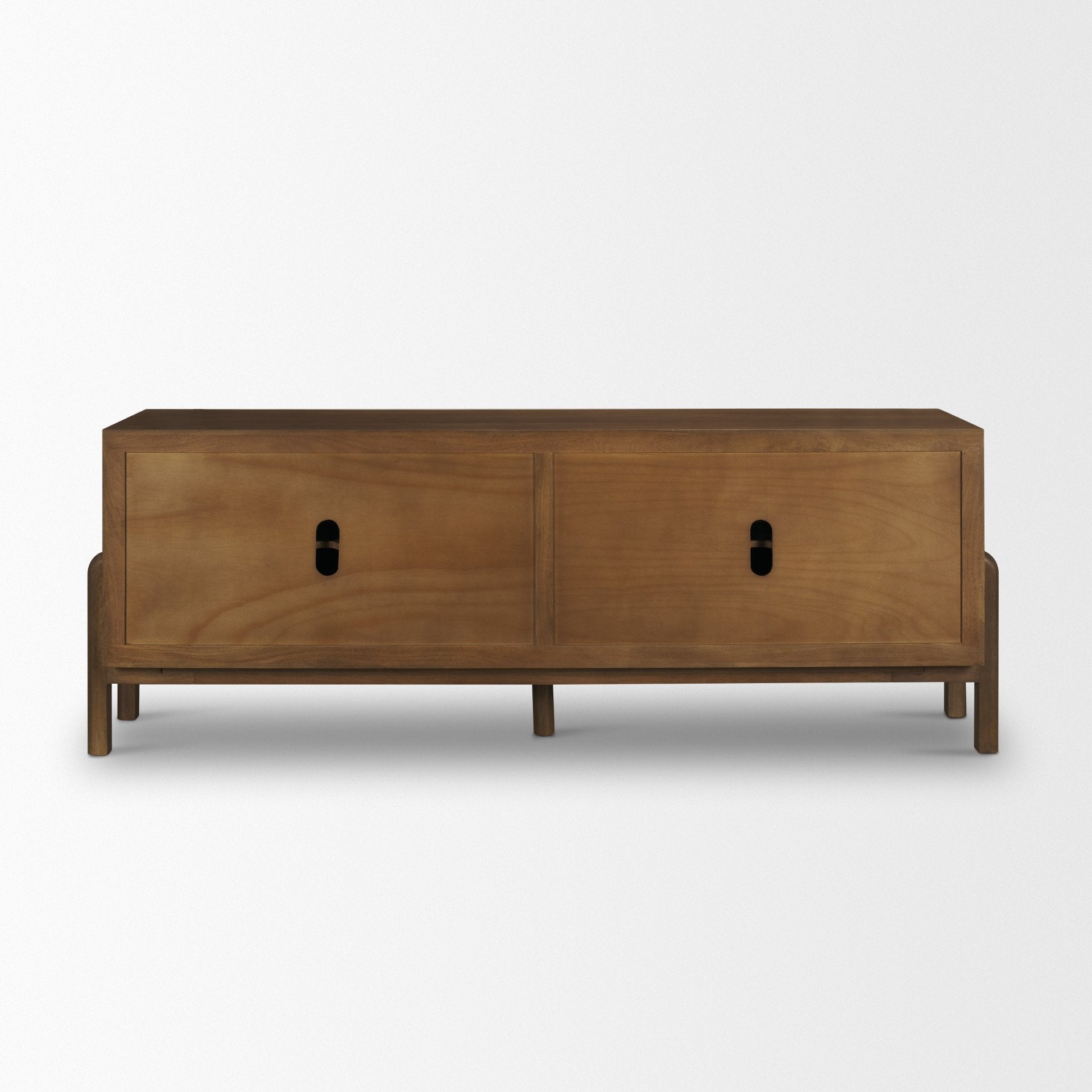 Trellyn Dark Brown Solid Wood 4 - Door w/ Carved Woven Doors Closed Sideboard - Central Designs