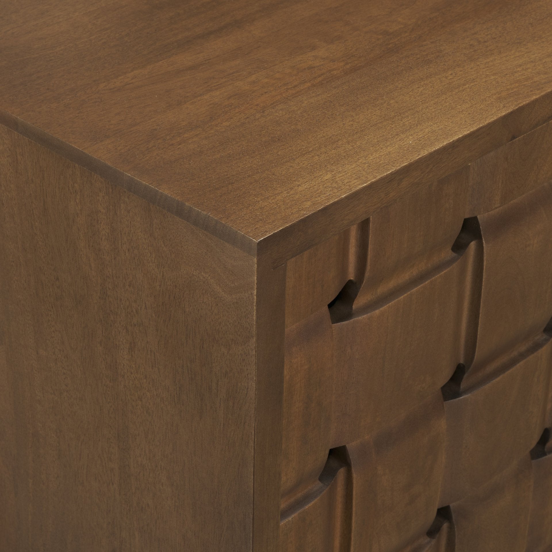 Trellyn Dark Brown Solid Wood 4 - Door w/ Carved Woven Doors Closed Sideboard - Central Designs