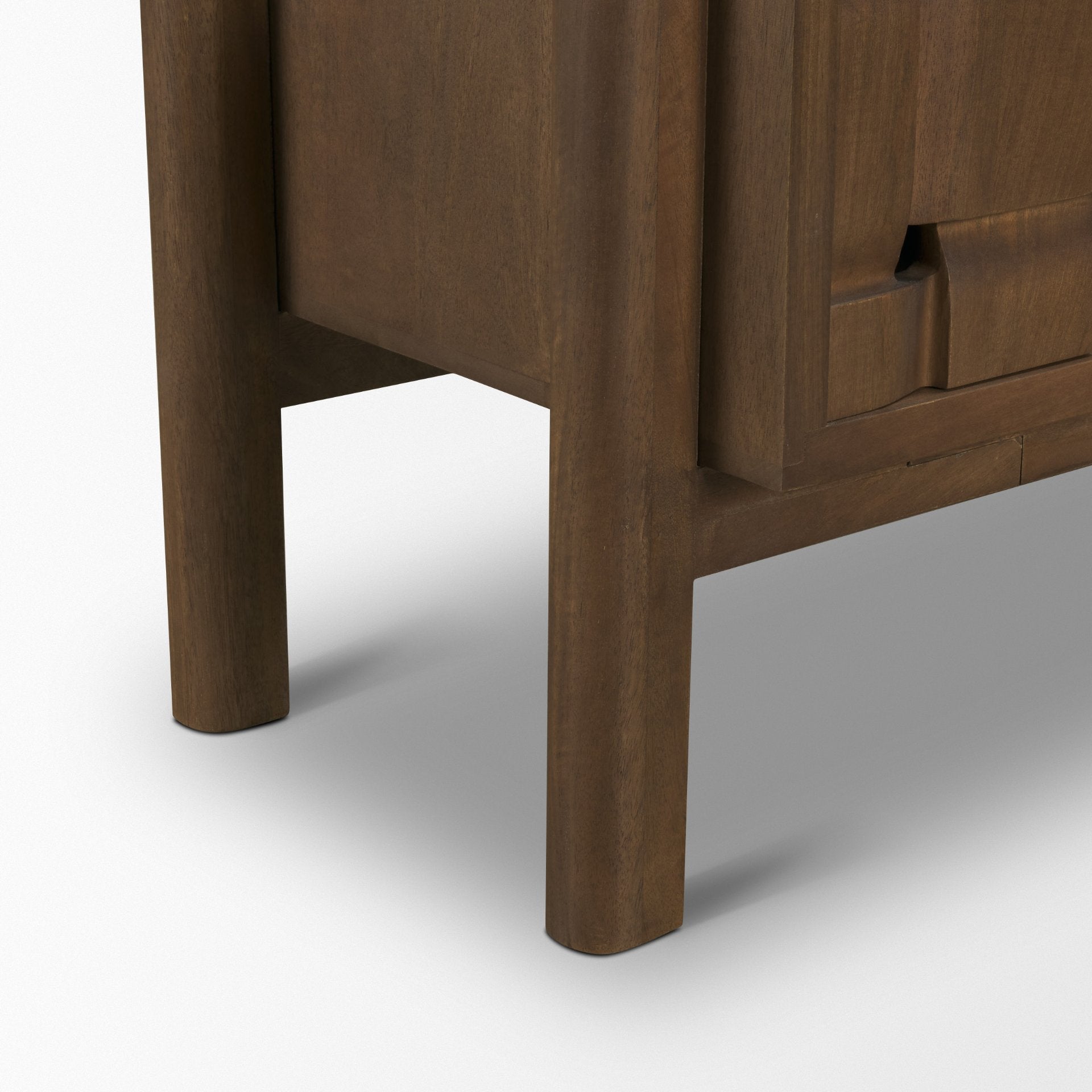 Trellyn Dark Brown Solid Wood 4 - Door w/ Carved Woven Doors Closed Sideboard - Central Designs