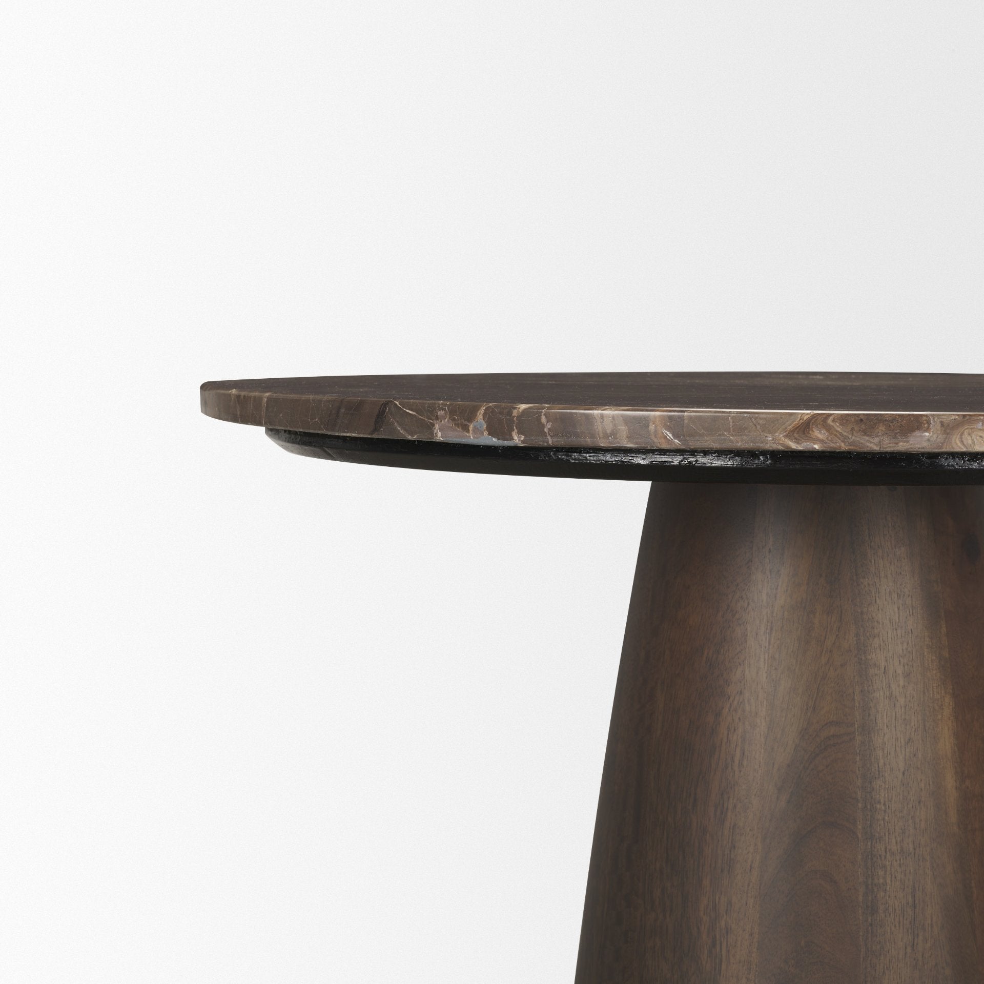 Allyson 32" Round Dark Brown wood w/ Cappuccino Marble Top Bistro Table - Central Designs