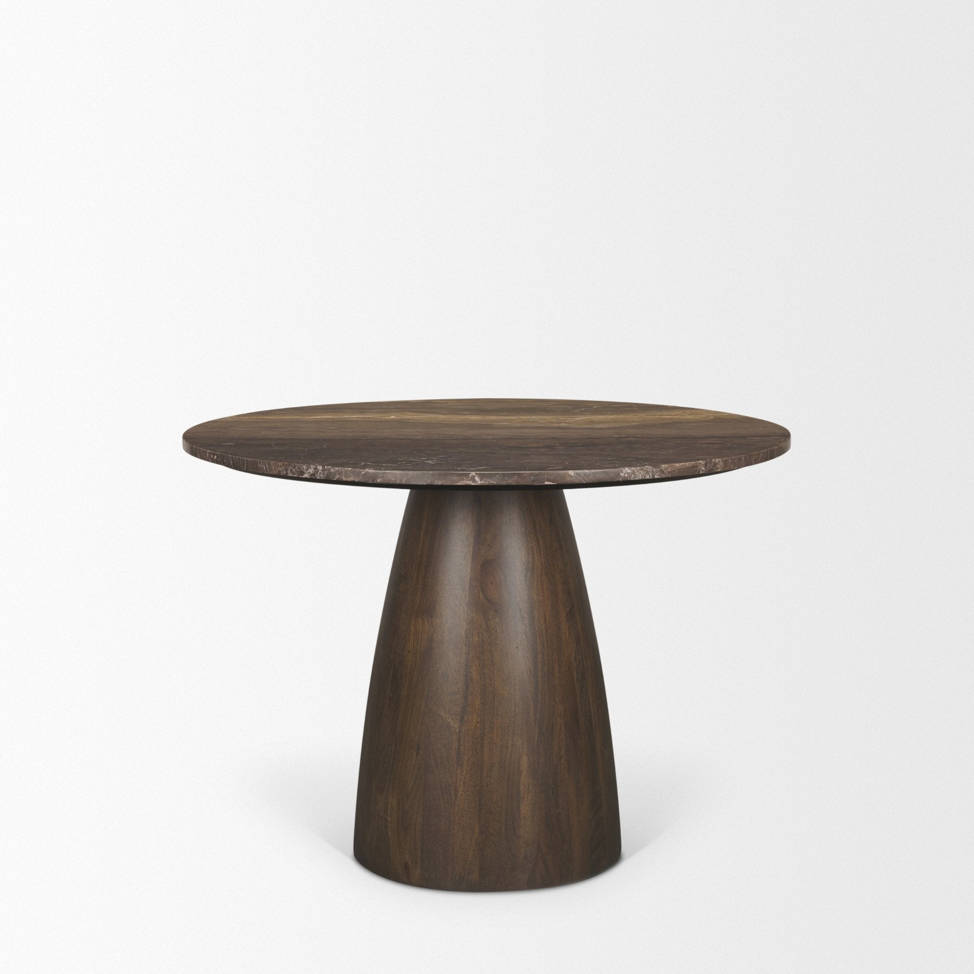 Allyson 42" Round Dark Brown w/ Cappuccino Marble Pedestal Dining Table