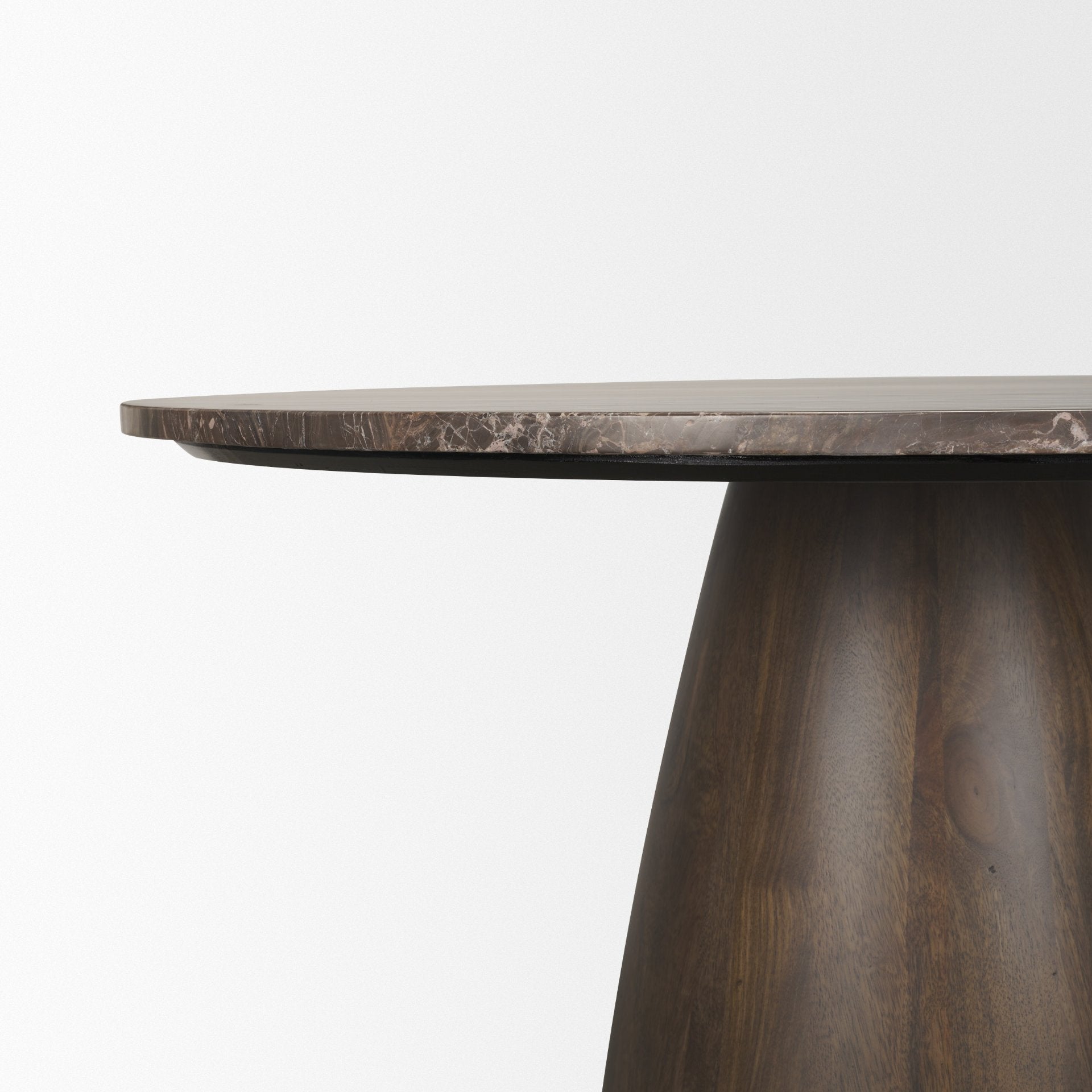 Allyson 42" Round Dark Brown w/ Cappuccino Marble Pedestal Dining Table