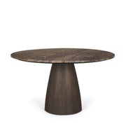 Allyson 54" Round Dark Brown w/ Cappuccino Marble Pedestal Dining Table