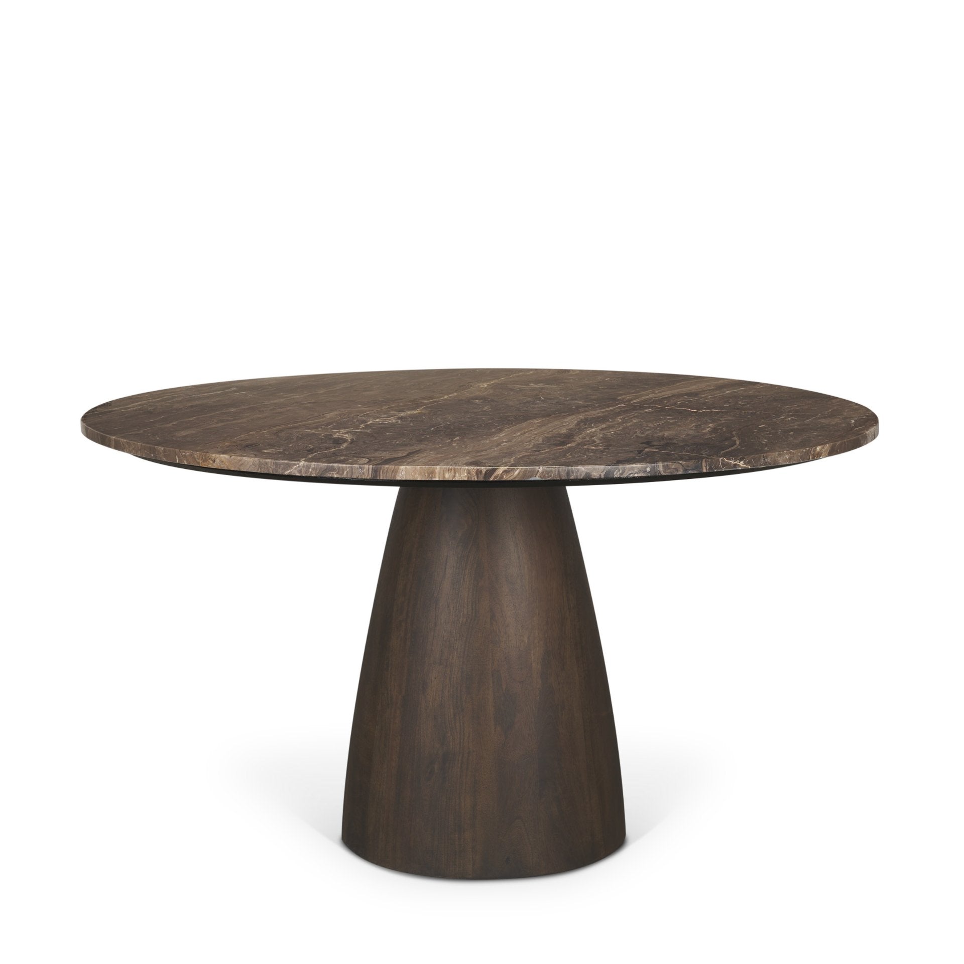 Allyson 54" Round Dark Brown w/ Cappuccino Marble Pedestal Dining Table