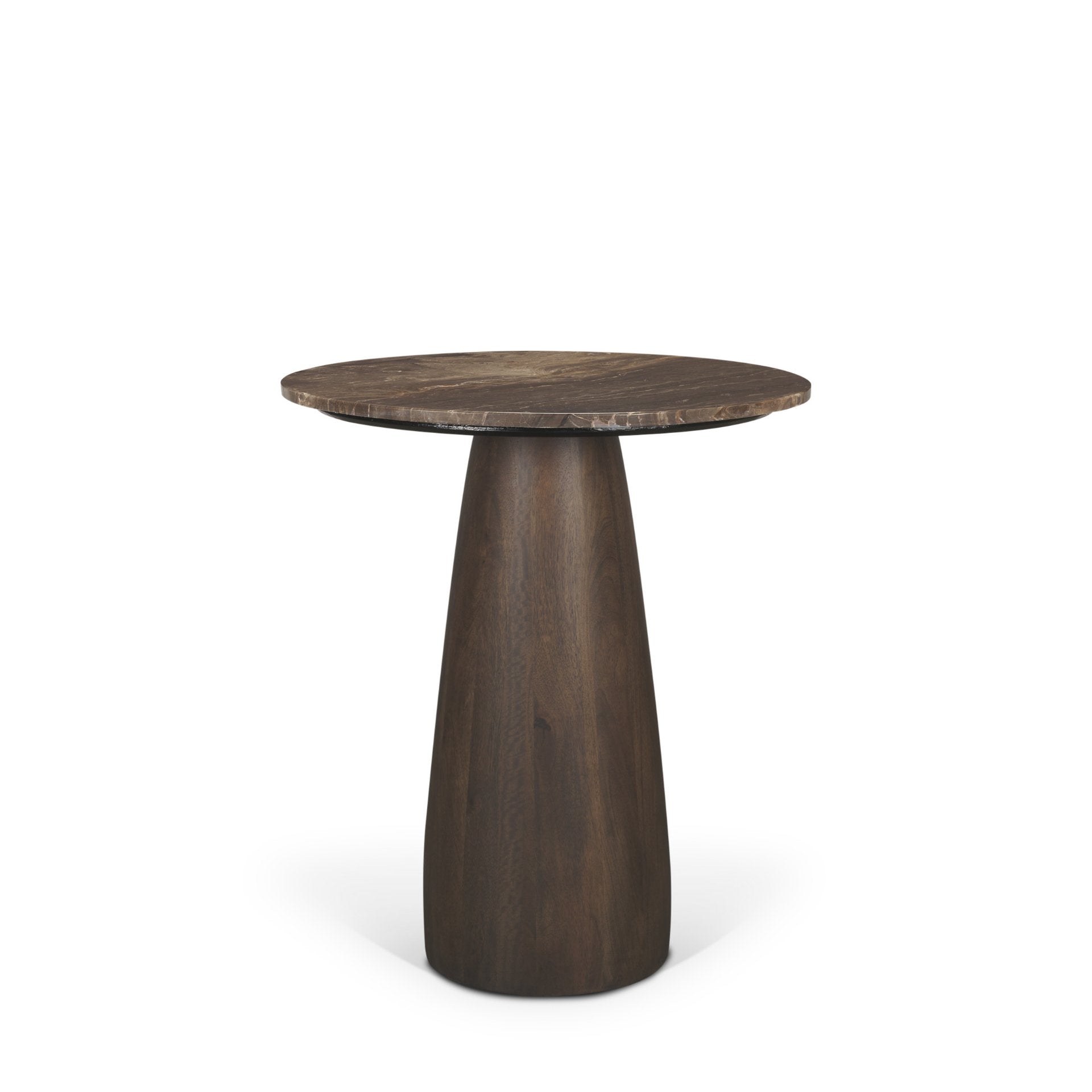 Allyson 32" Round Dark Brown wood w/ Cappuccino Marble Top Bistro Table - Central Designs