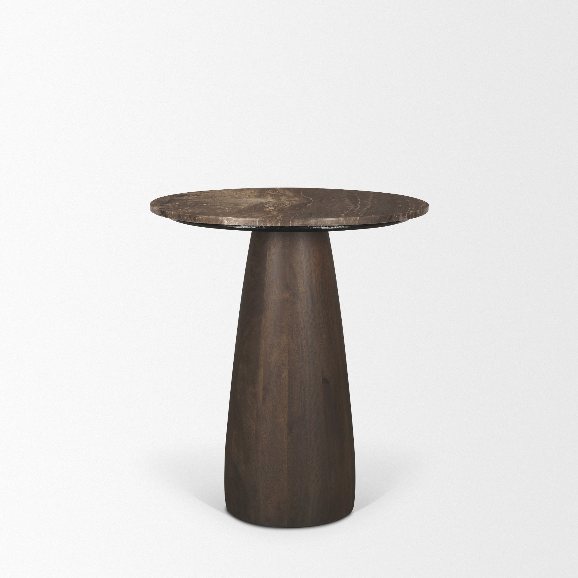 Allyson 32" Round Dark Brown wood w/ Cappuccino Marble Top Bistro Table - Central Designs