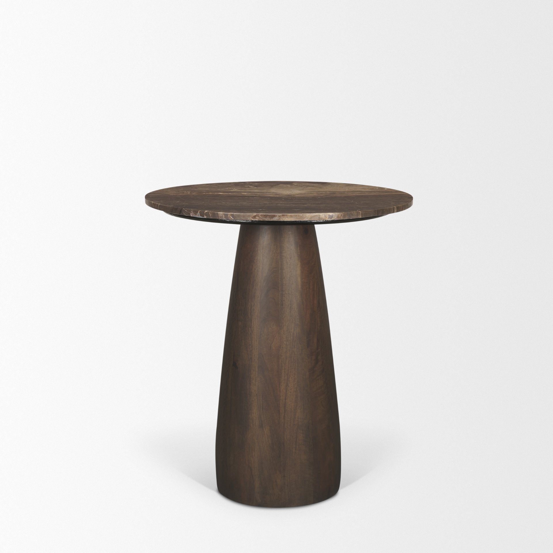 Allyson 32" Round Dark Brown wood w/ Cappuccino Marble Top Bistro Table - Central Designs