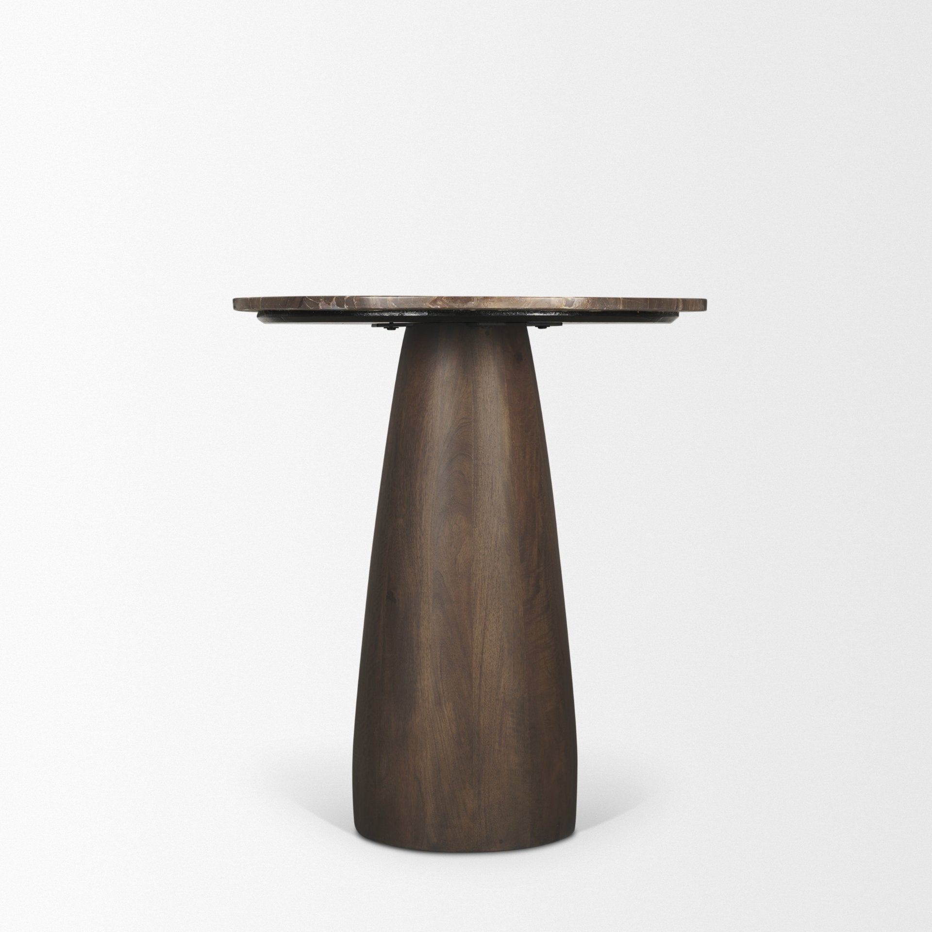 Allyson 32" Round Dark Brown wood w/ Cappuccino Marble Top Bistro Table - Central Designs