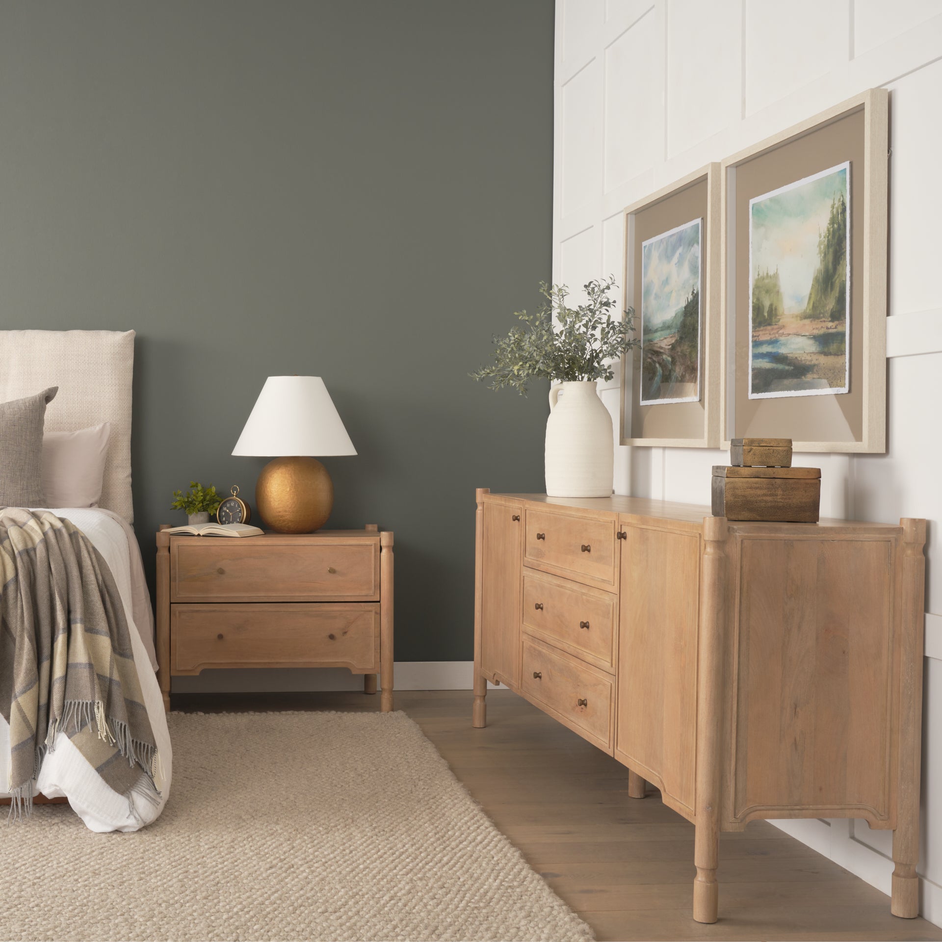 Phil Light Brown Wood 2 Door 3 Drawer Closed Sideboard - Central Designs