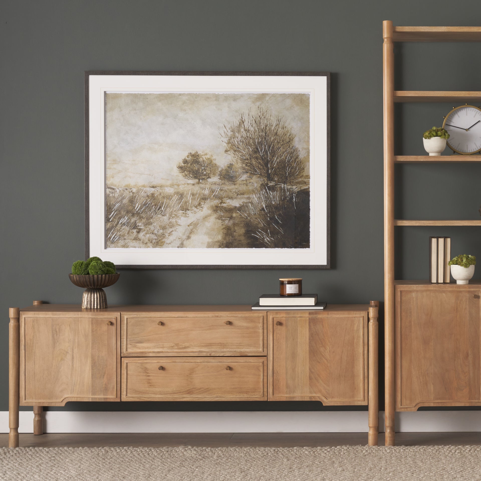 Phil Light Brown Wood 2 Door 1 Drawer w/ Pull Down Media Console - Central Designs