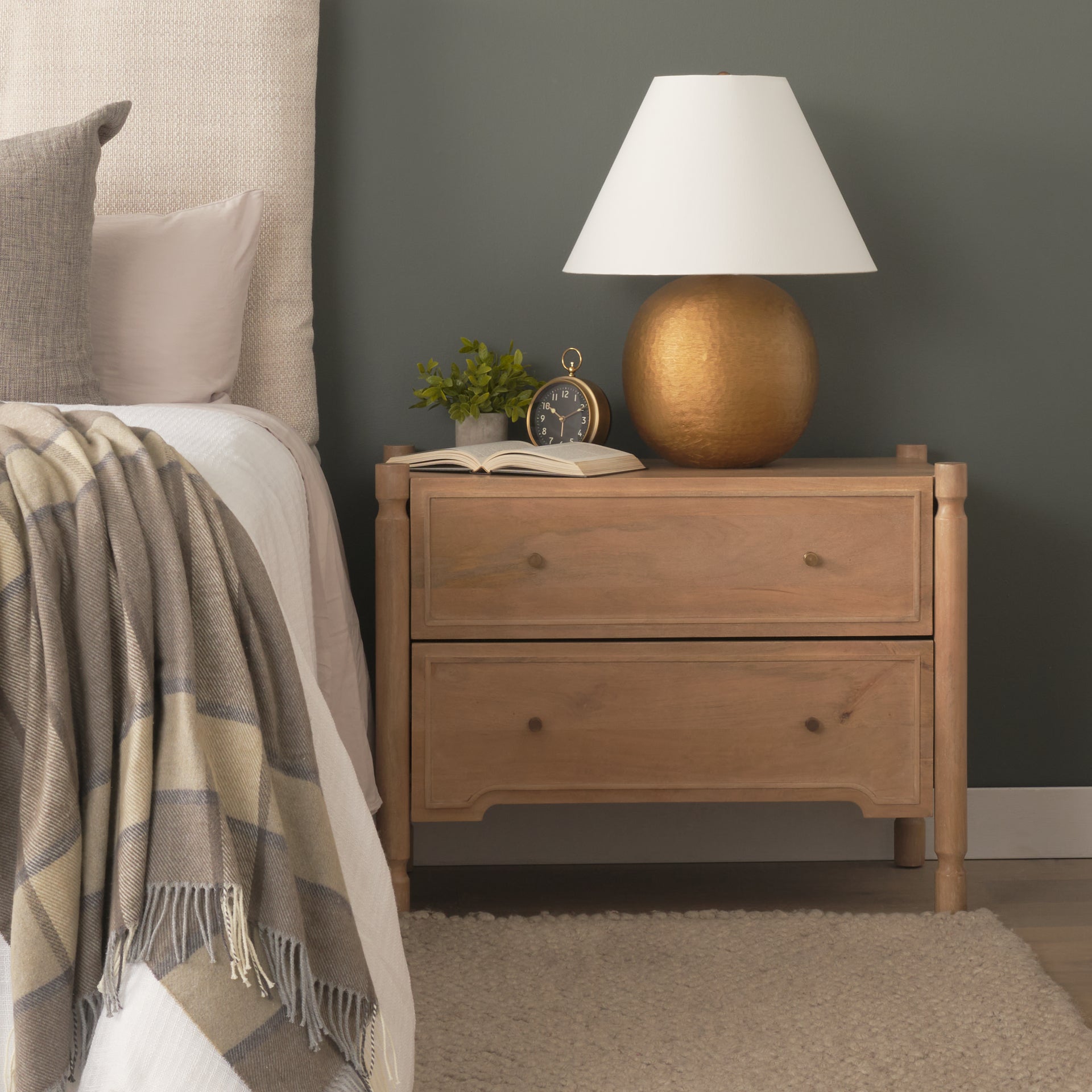 Phil Light Brown Wood 2 Drawer Accent Cabinet - Central Designs