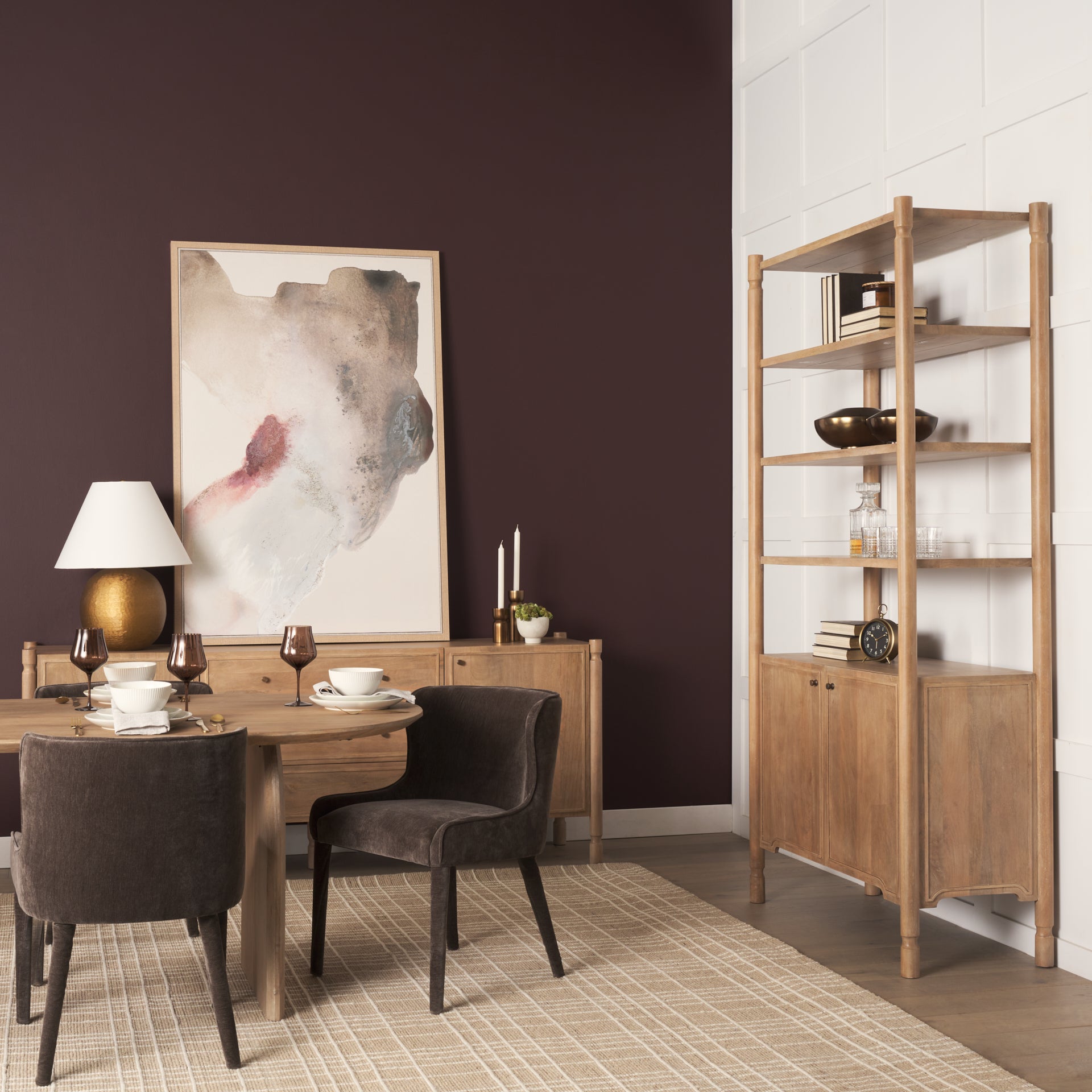 Phil Light Brown Wood 2 Door 3 Shelves Open Shelving Unit - Central Designs