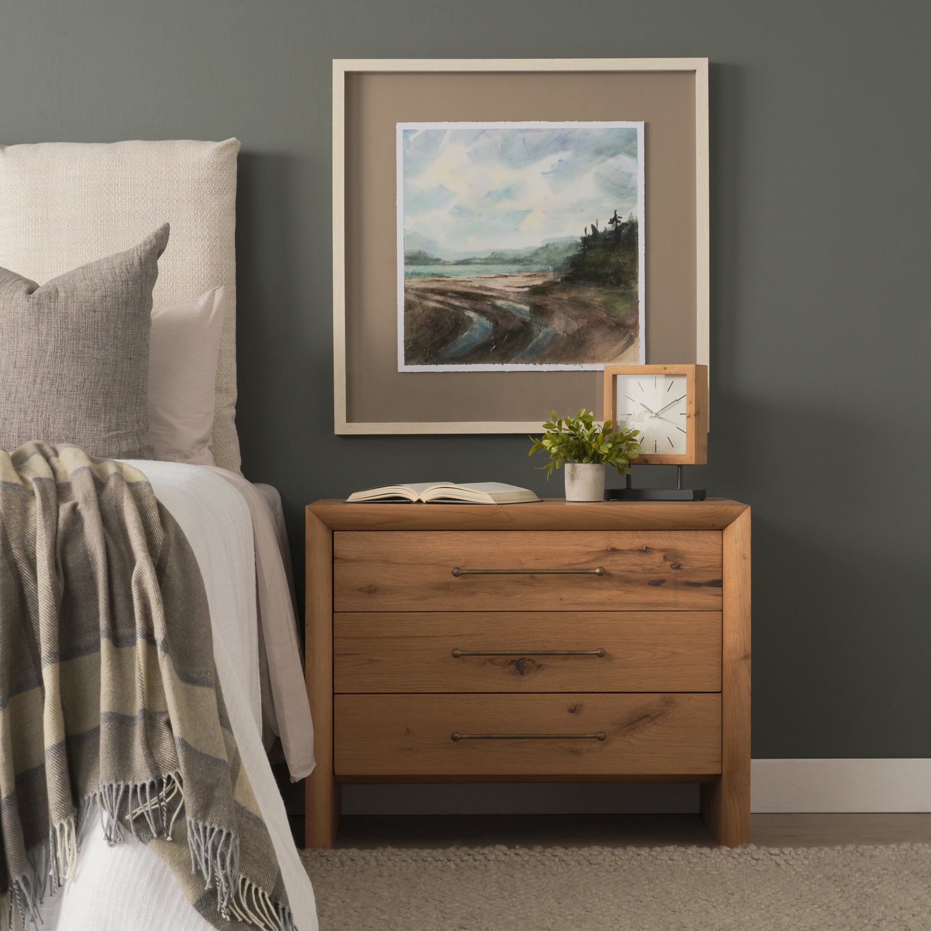 Belford 3 - Drawer Light Brown Oak Wood Closed Nightstand - Central Designs