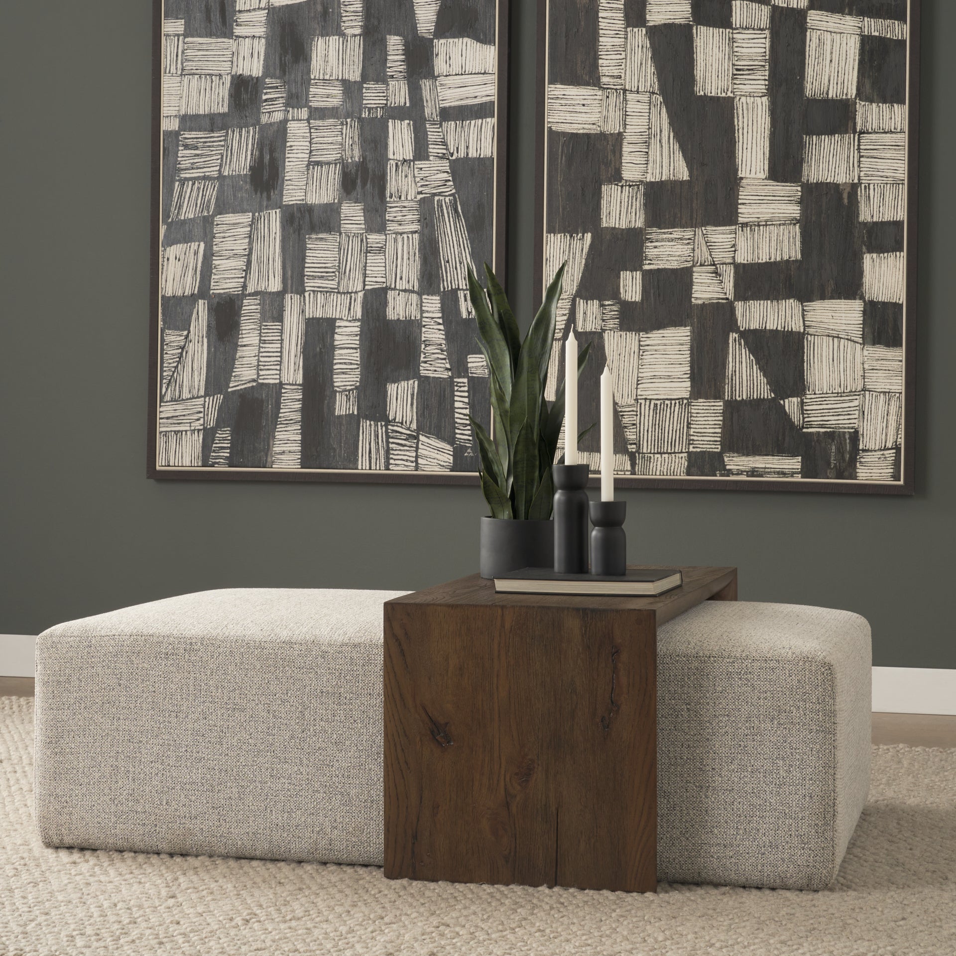 Trayden Gray Fabric w/ Brown Slider Top Coffee Table 55.0X 37.0X 46.0 (cm) - Central Designs