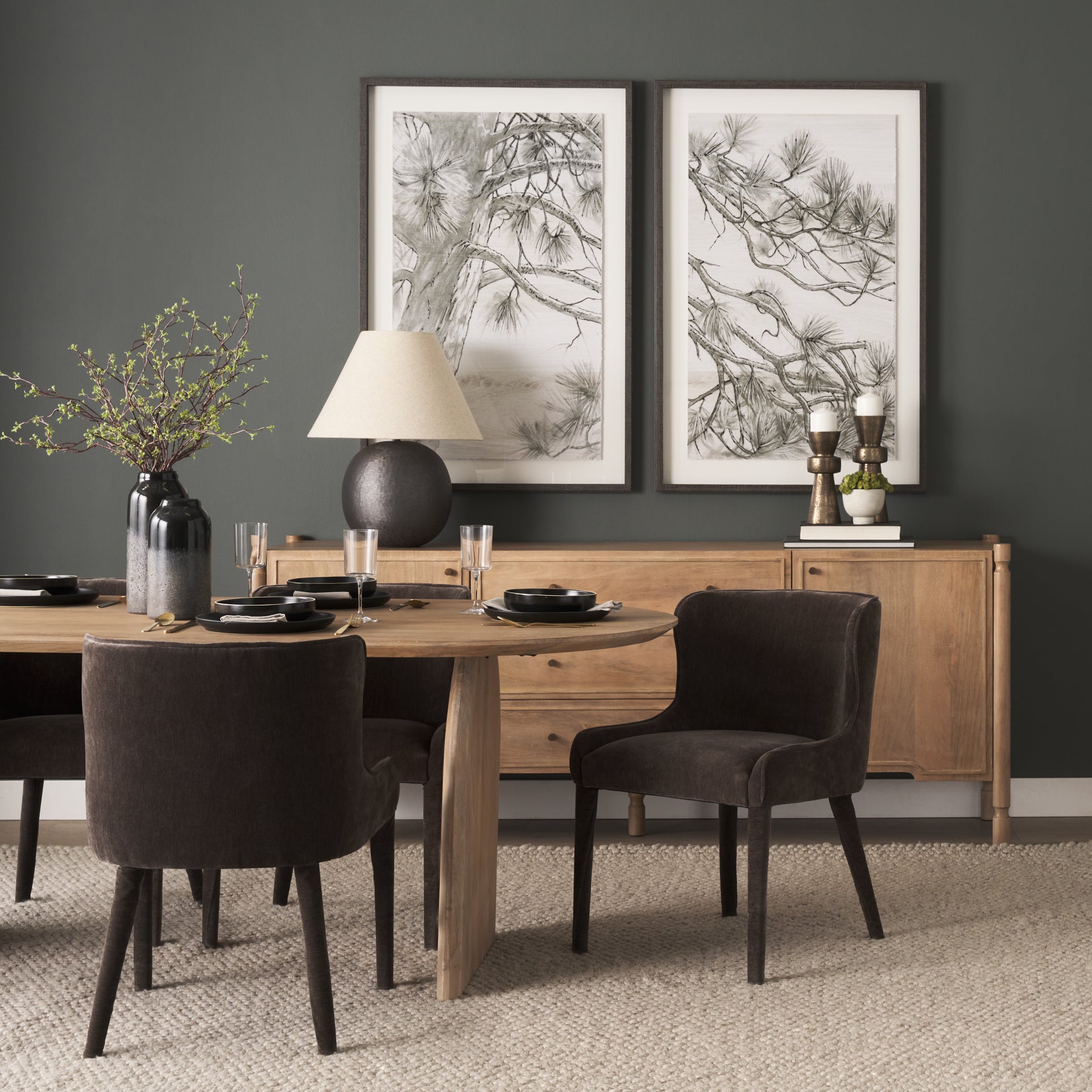 Isla Oval Dining Table w/Light Brown Wood Top & Arched Legs - Central Designs