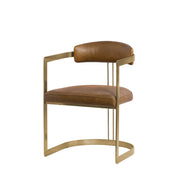 Hollyfield I Brown Leather Seat Gold Iron Frame Dining Chair - Central Designs