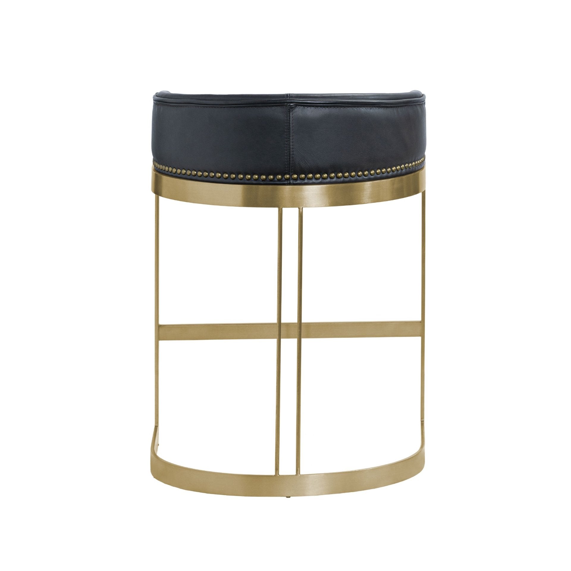 Hollyfield II Black Leather Seat Gold Metal Base Counter Stool - Central Designs