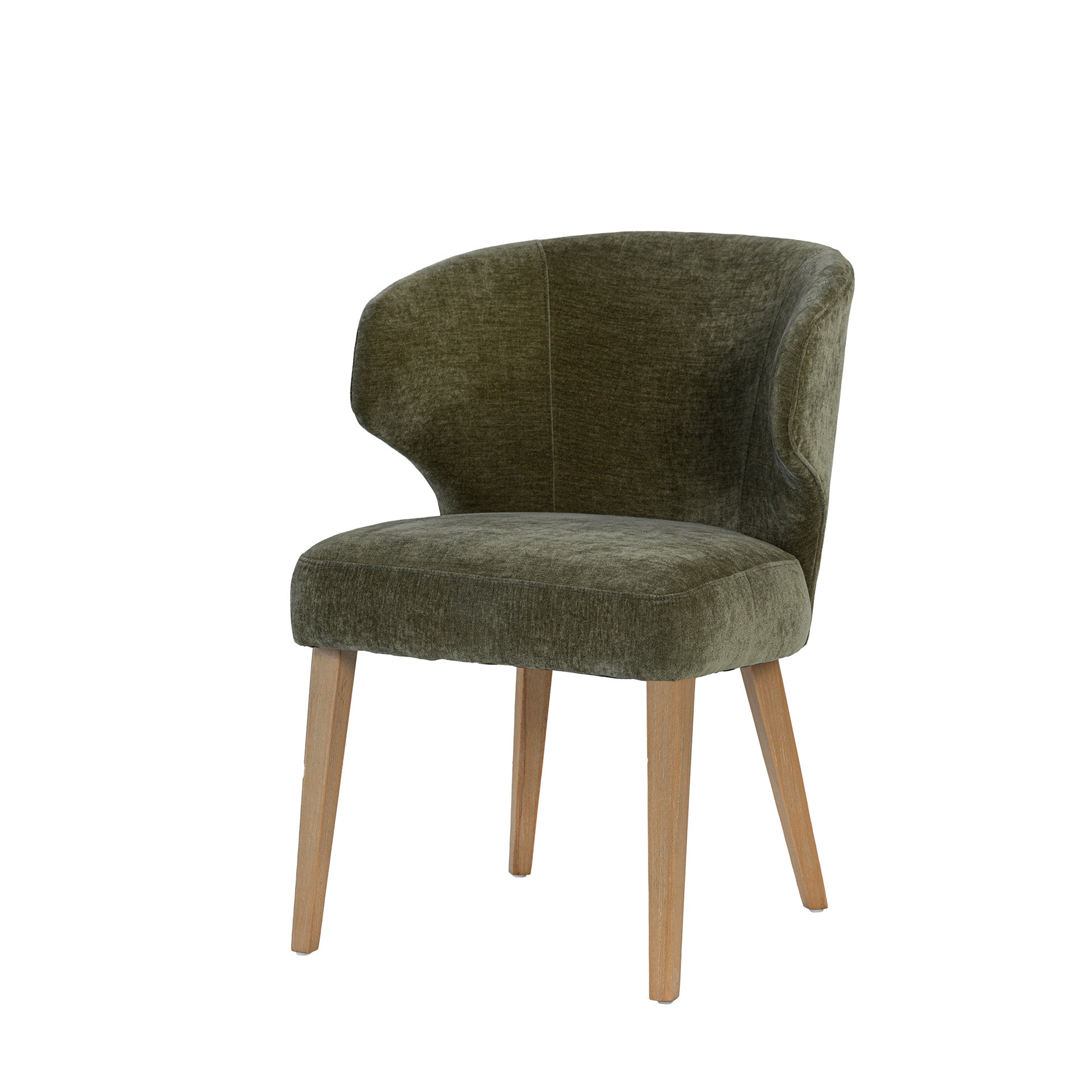 Niles 22.5L x 24.5W x 32H Moss Olive Fabric Seat W/ Mid Brown Wooden Legs Wingback Dining Chair - Central Designs